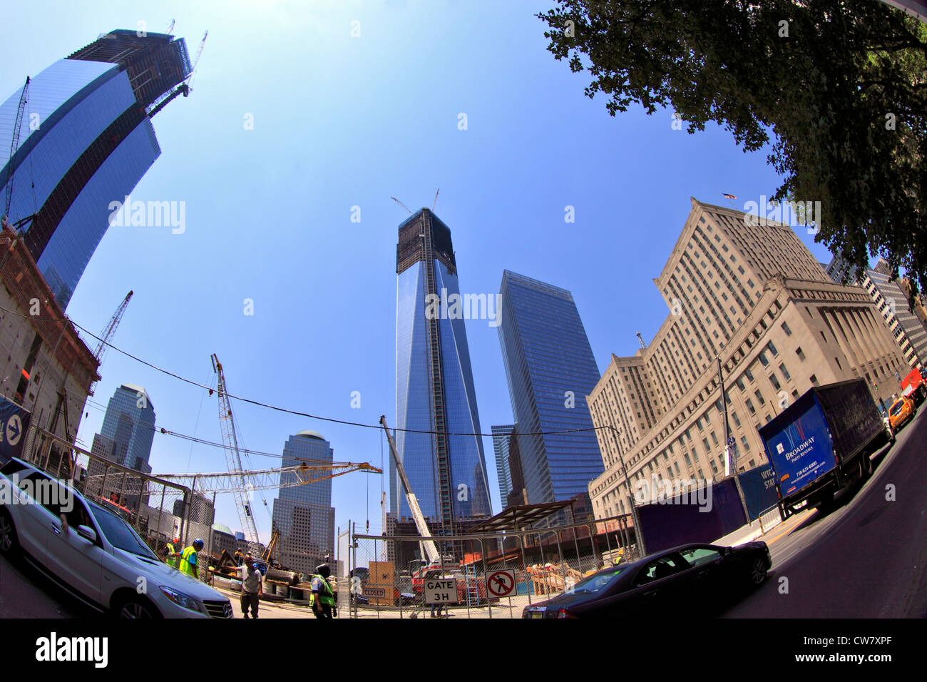 One World Trade Center in costruzione la parte inferiore di Manhattan a New York City Foto Stock