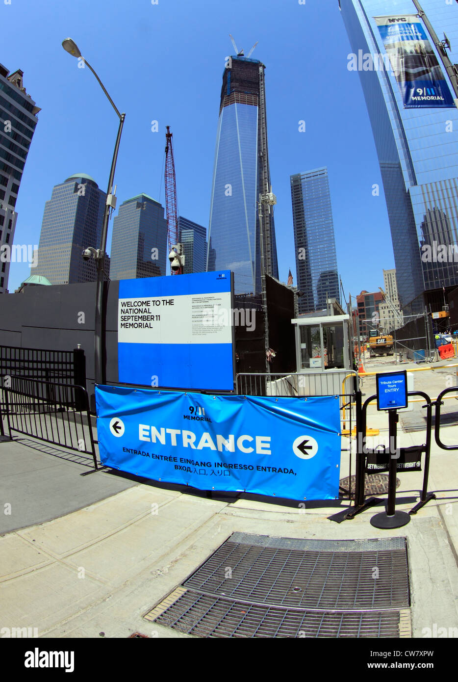 Ingresso al 9/11 Memorial al World Trade Center di New York City Foto Stock