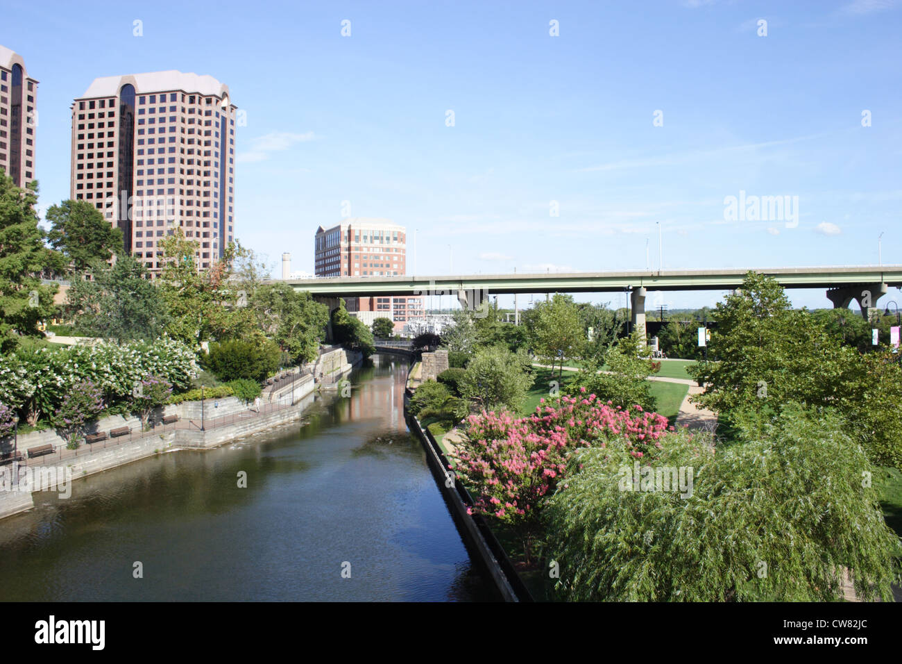 Scenic kanawha canal nel centro di Richmond, Virginia, Stati Uniti d'America Foto Stock