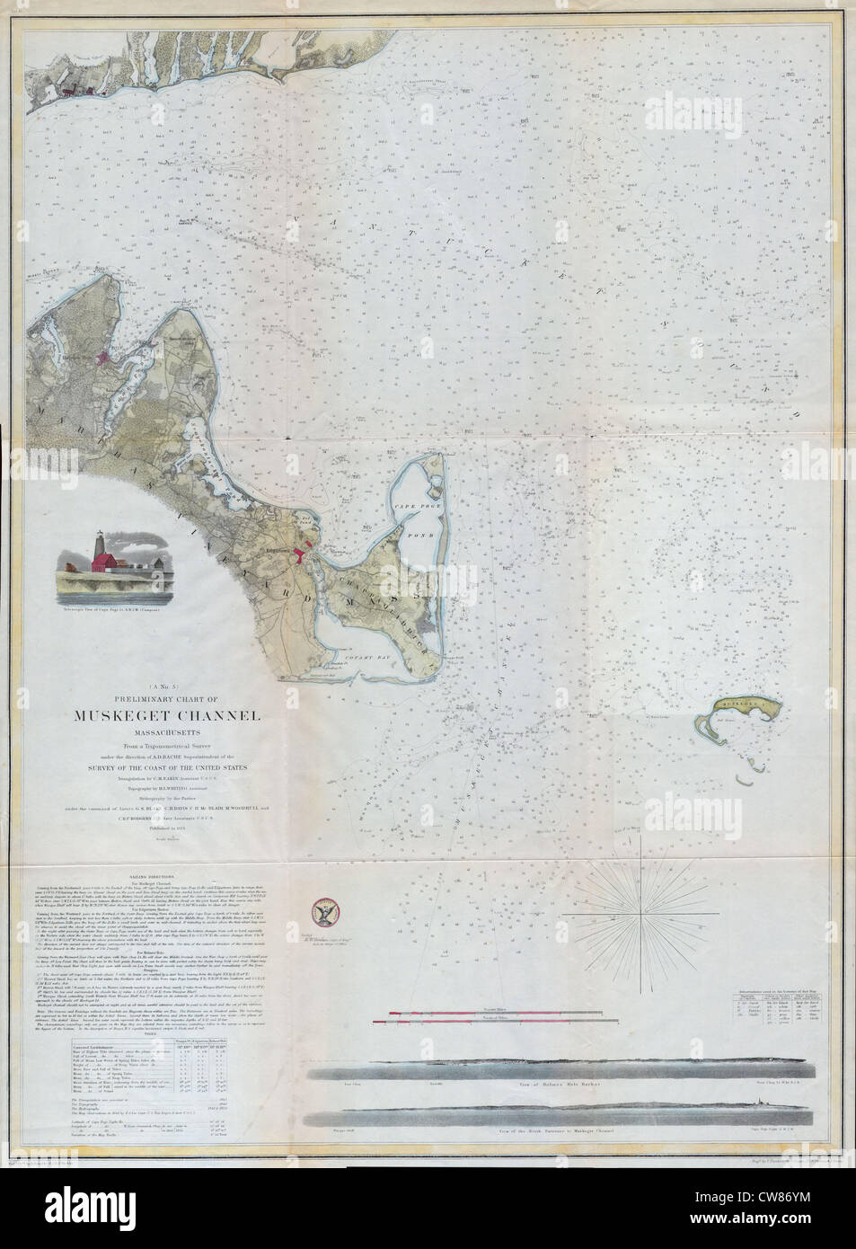 1859 mappa di Martha's Vineyard (Marthas Vineyard), Massachusetts Foto Stock