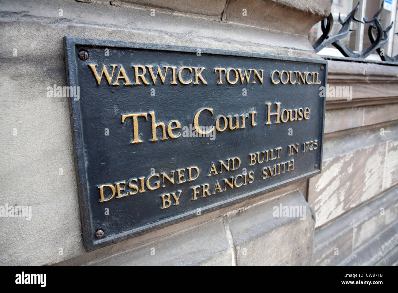 La Corte Casa segno, Warwick storico edificio del Consiglio Warwick Town Center. Foto Stock