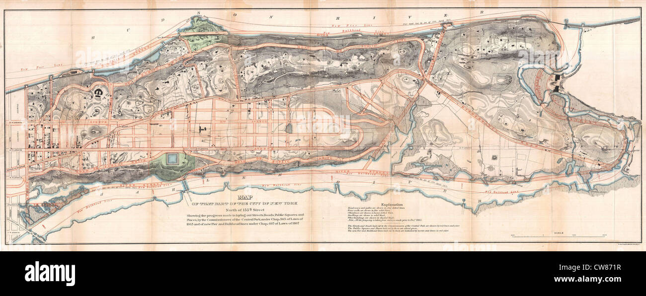 1868 Knapp mappa del Nord Manhattan ( New York City ) Harlem, Washington Heights, Inwood Foto Stock