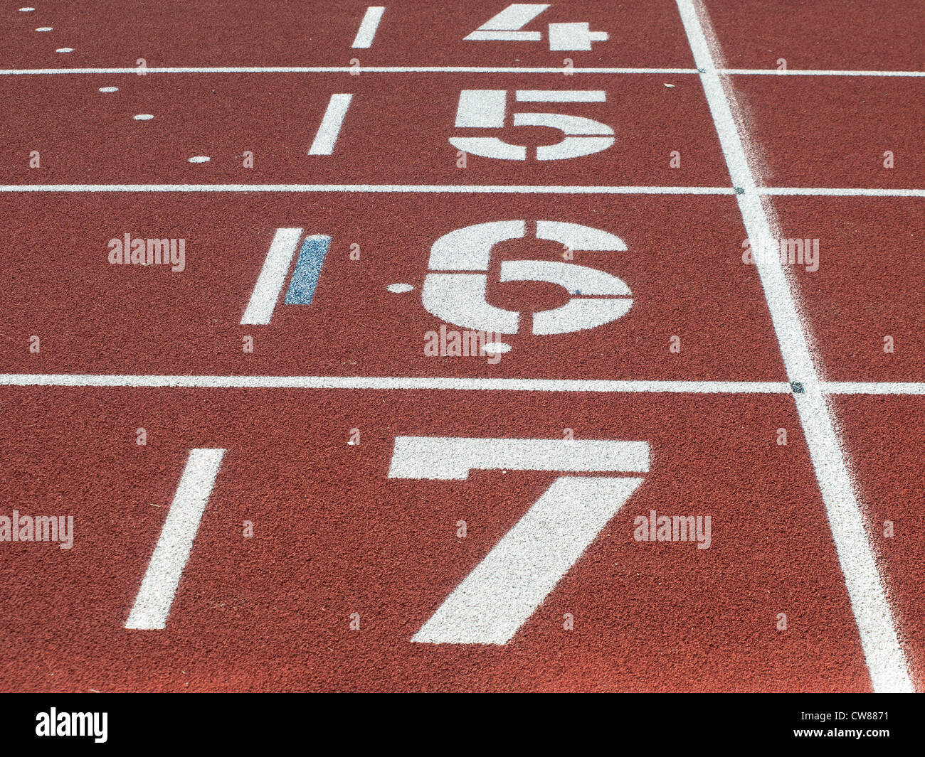 Parte di corsie in Athletics Stadium Foto Stock