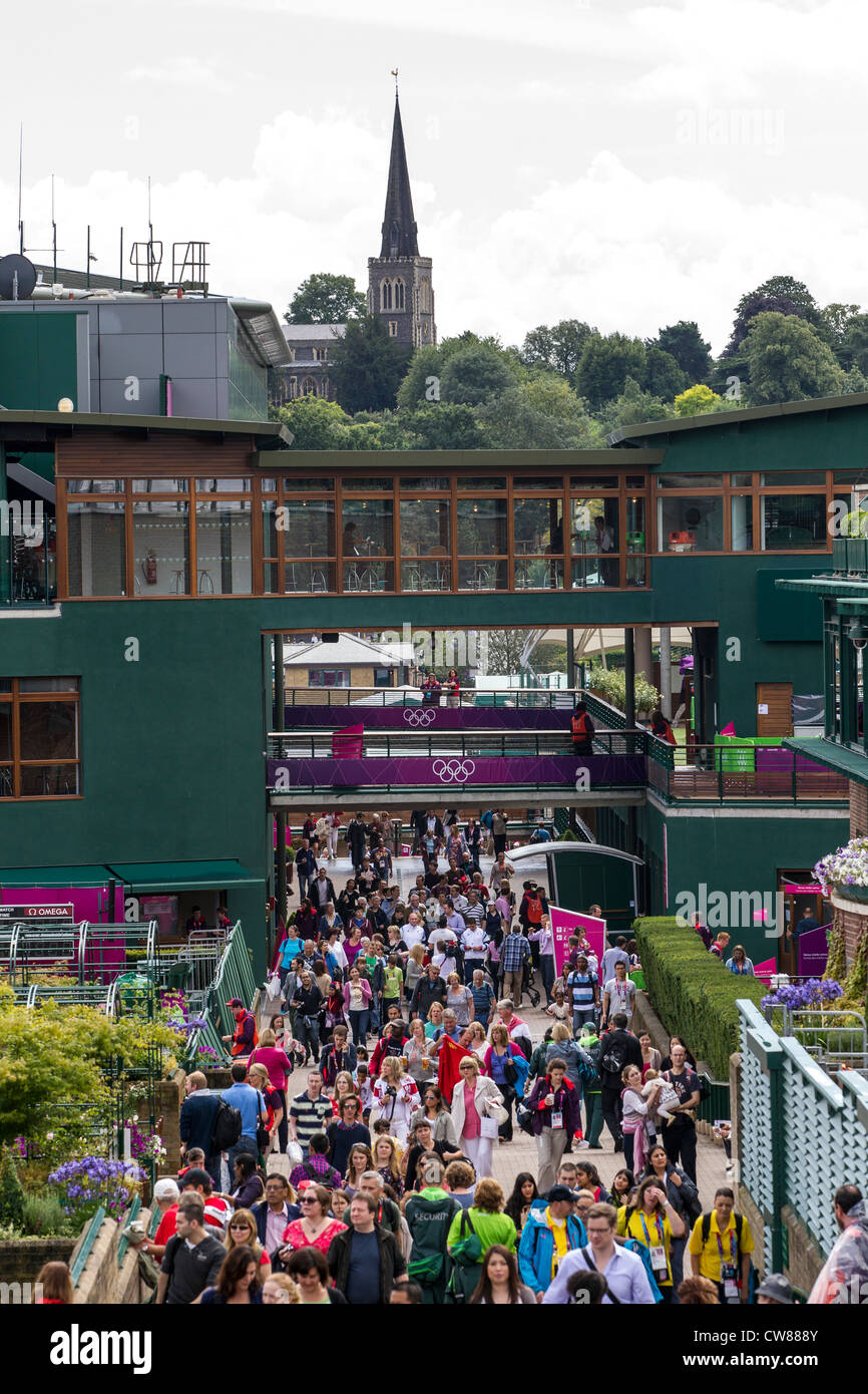 Ventole a Wimbledon per eventi di tennis presso le Olimpiadi estive di Londra, 2012 Foto Stock