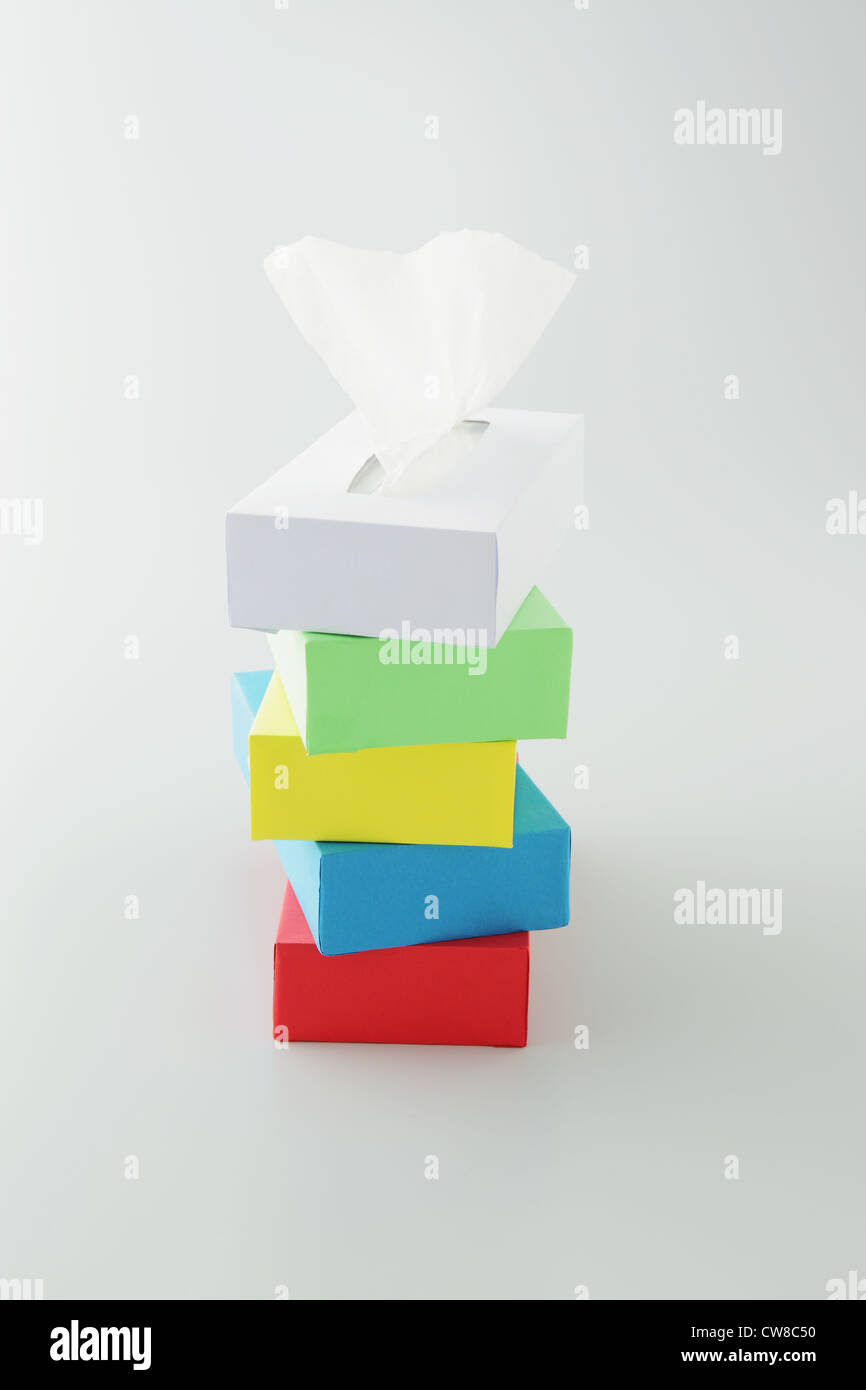 Pila di tessuto multicolore Box Foto Stock