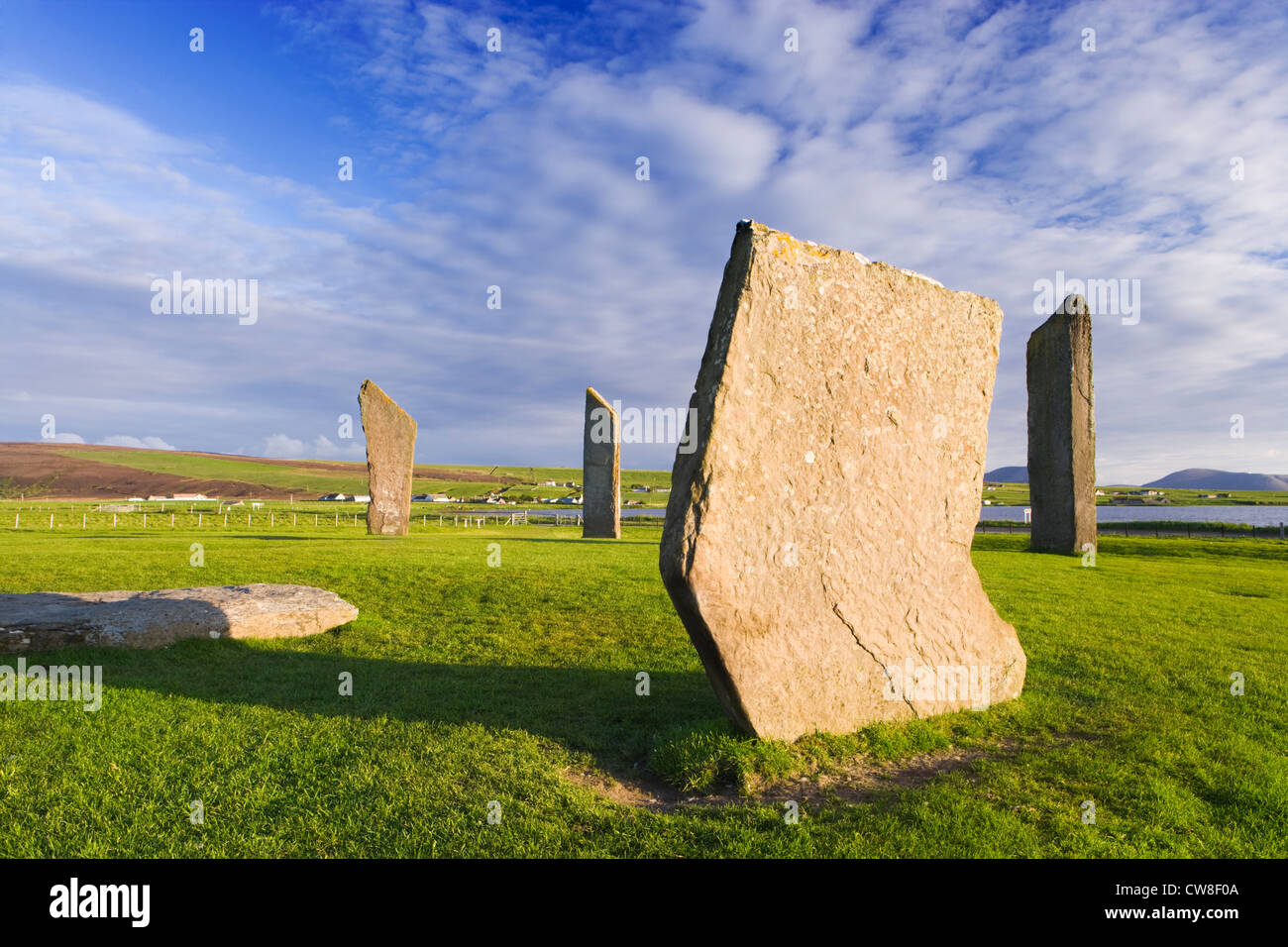 Le pietre di Stenness, isole Orcadi Scozia, Regno Unito. Foto Stock