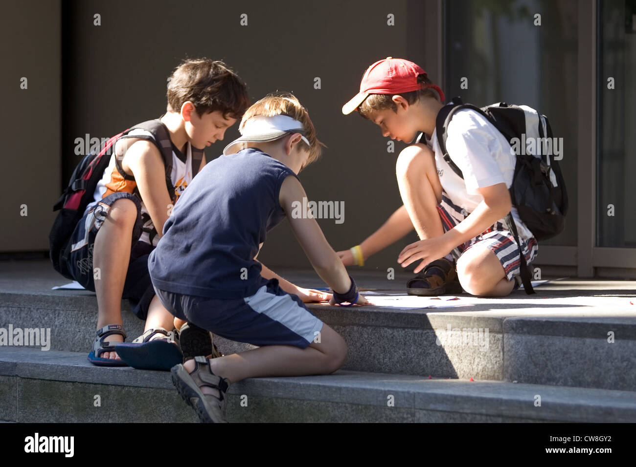 Baden-Baden, giocare i bambini su una strada Foto Stock