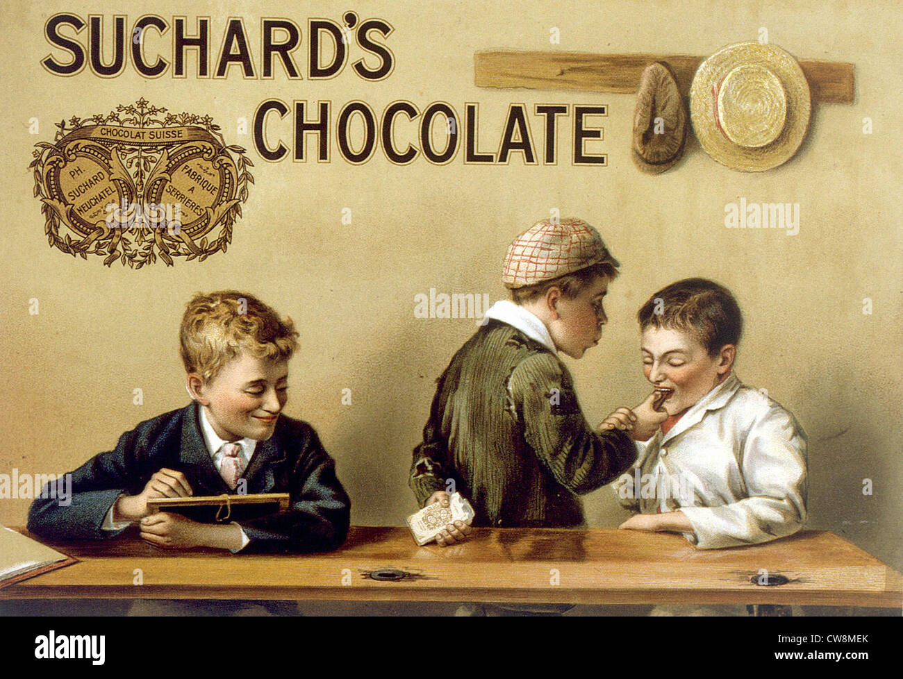 Suchard cioccolato, xix secolo annuncio Foto Stock