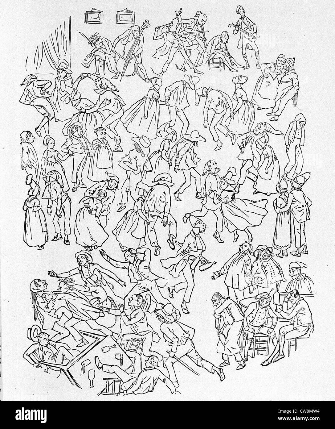 Una sala da ballo in un villaggio, illustrazione di Gustave Doré Foto Stock Una sala da ballo in un villaggio, illustrazione di Gustave Doré Foto Stock