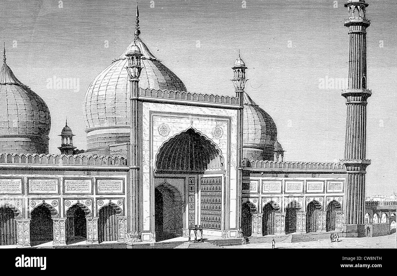 La facciata della jammah masjid, a Delhi Foto Stock