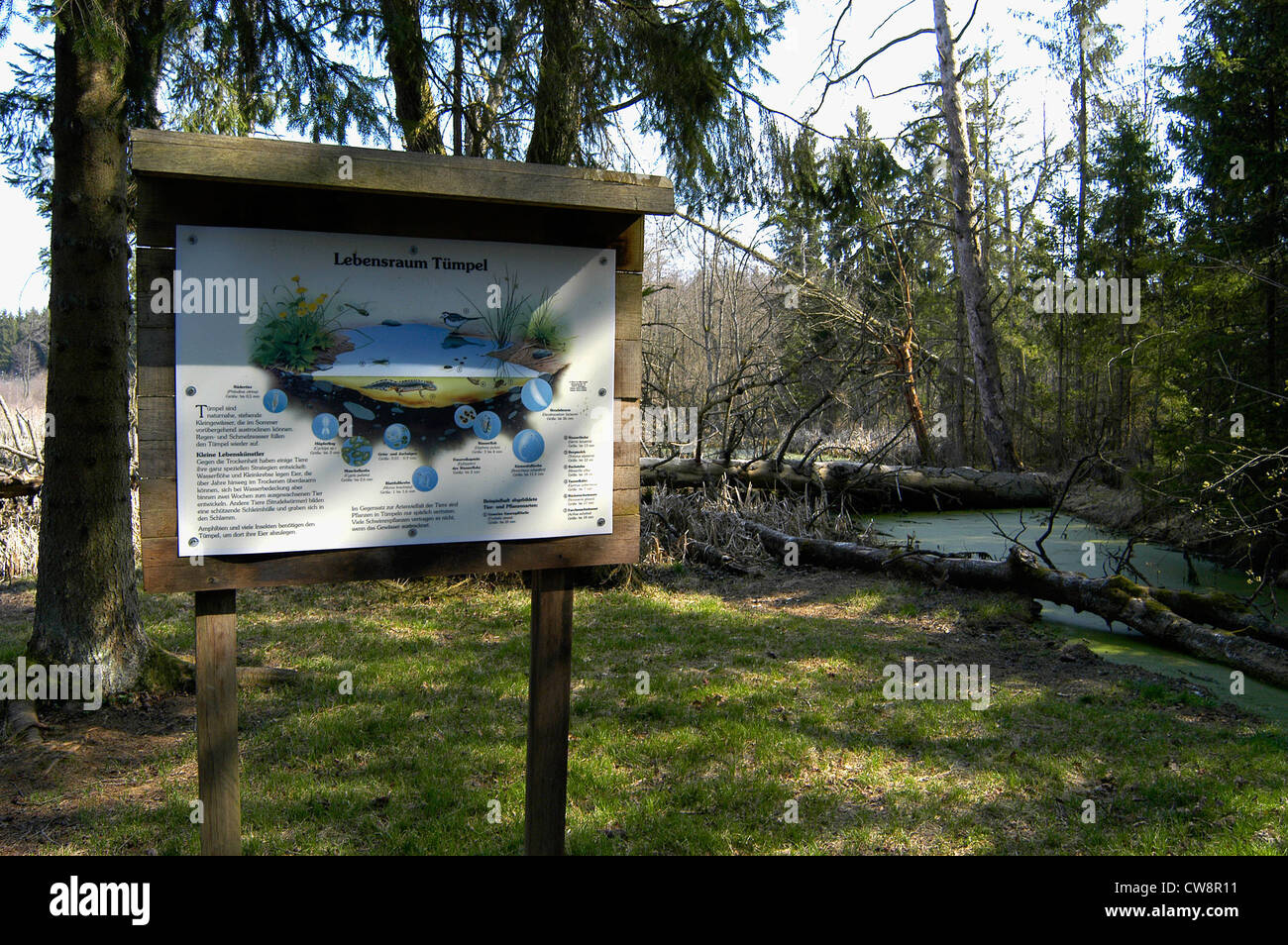 Biberach, segno di insegnamento in una zona di conservazione. Foto Stock