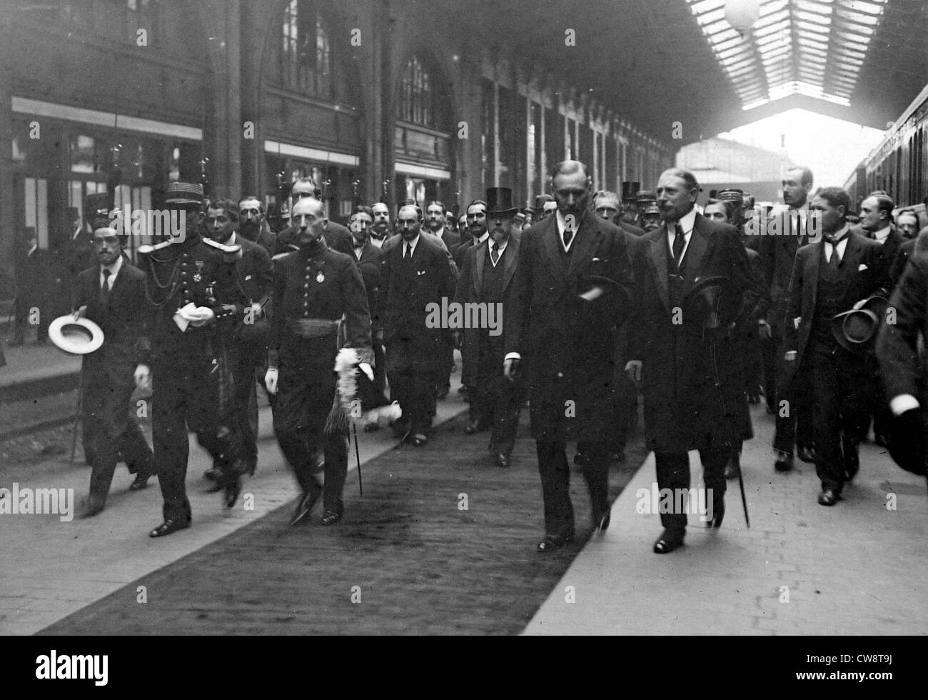 Parigi Luglio 30 1914 Gare de l'Est il sig. Poincaré ritorna dal suo viaggio in Russia Foto Stock