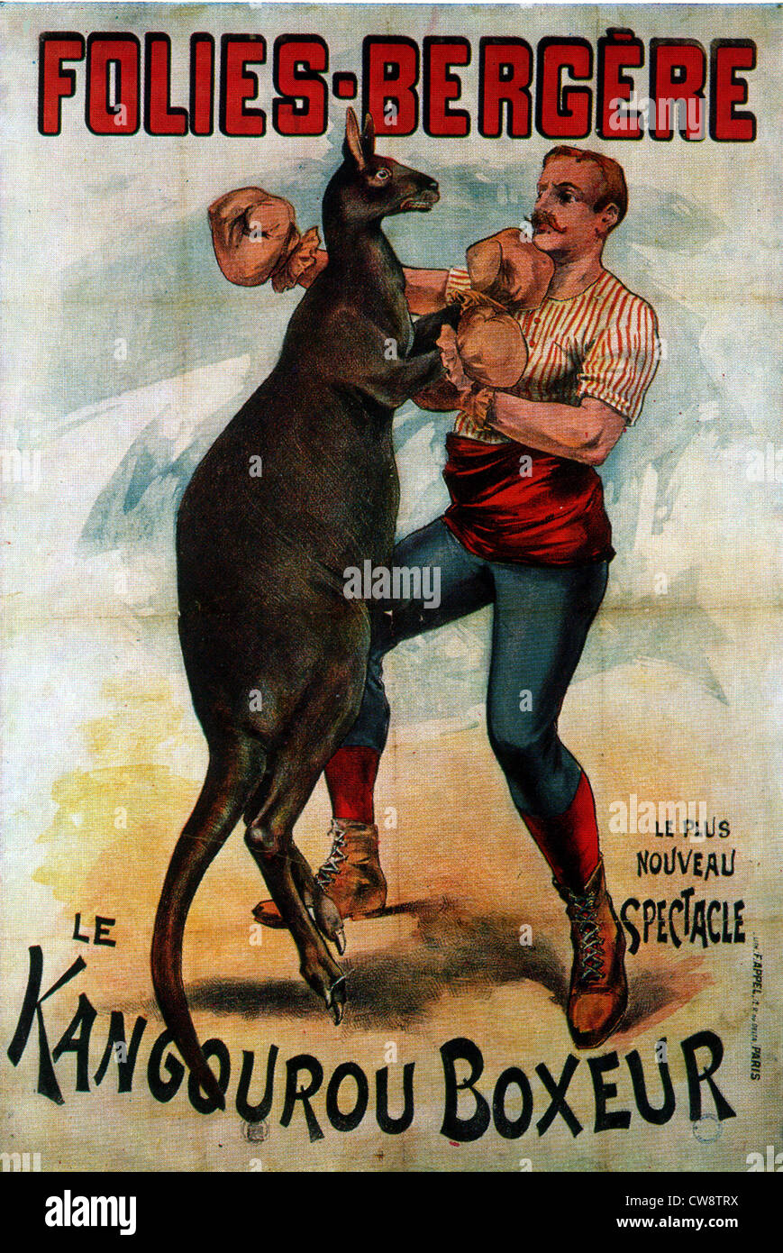 Poster pubblicitario mostra a Folies-Bergère Foto Stock