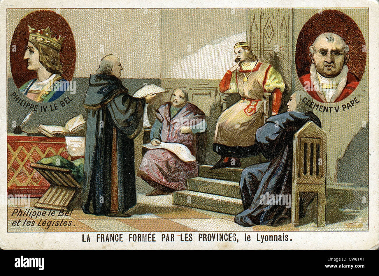 Litografia colorata : Francia formato province Foto Stock