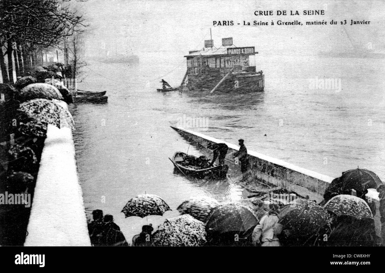 Allagamento Paris Seine : Senna a Grenelle mattina gennaio 13 Foto Stock