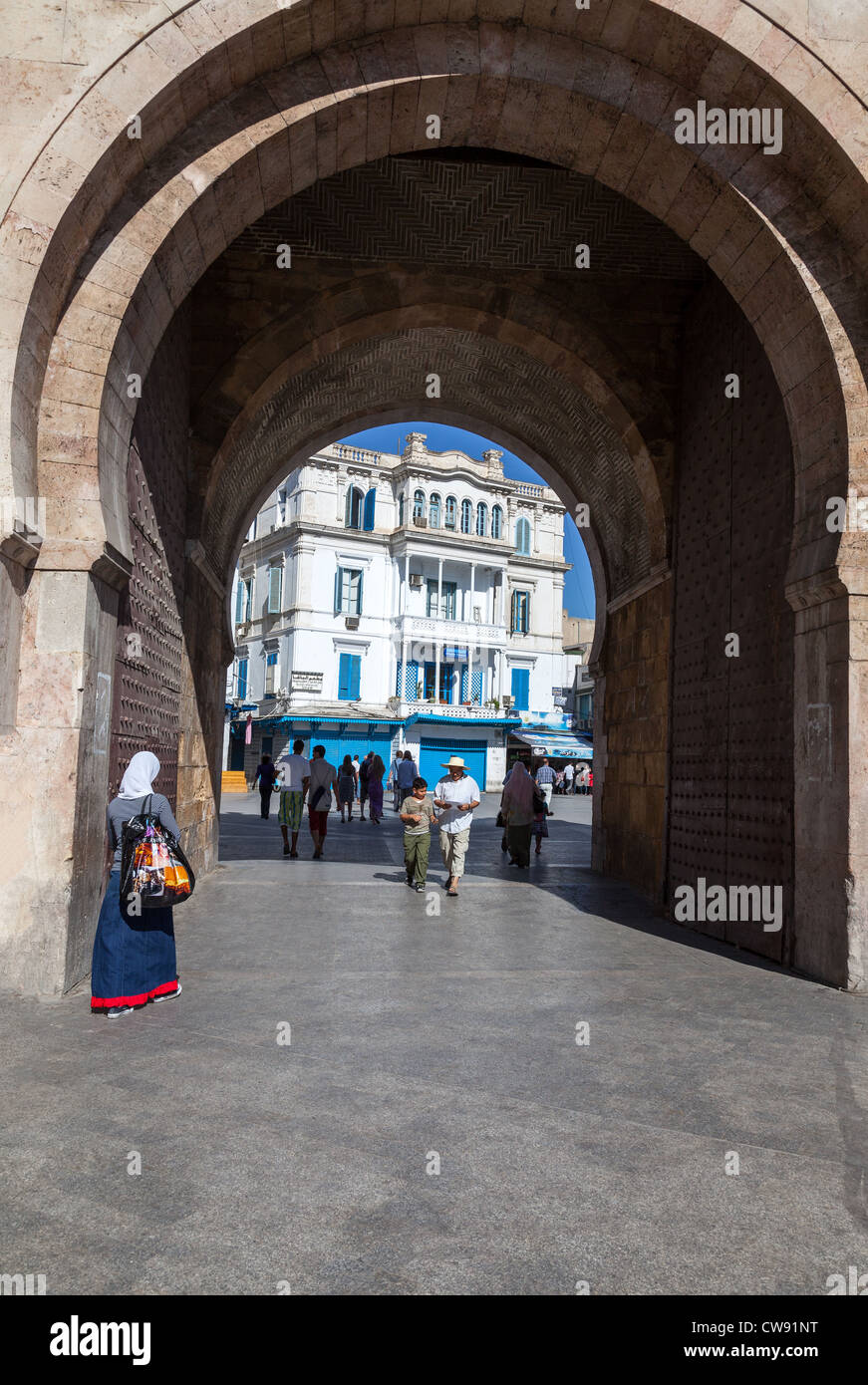 La Tunisia, Tunisi, il Bab El Bahr medina cancello di ingresso Foto Stock