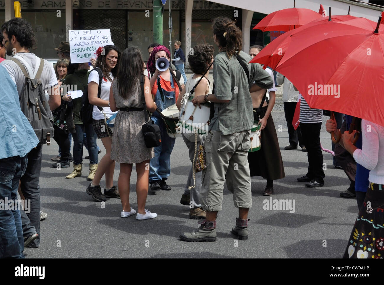 1 maggio - Giorno della festa dei lavoratori manifestazione di Lisbona, Portogallo. Prima del mese di marzo. Foto Stock