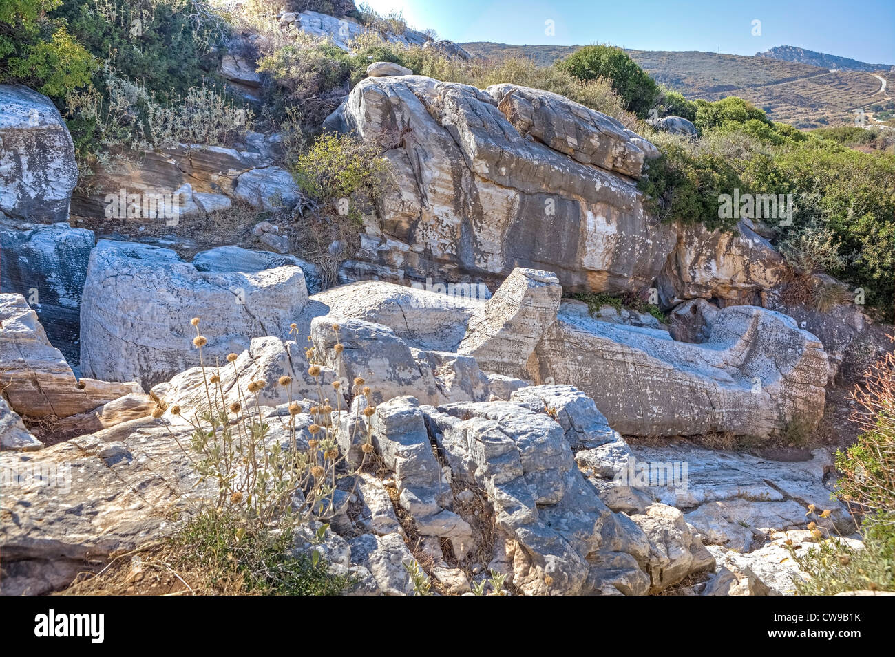 Kouros di Grecia APOLLONAS, NAXOS, Grecia Foto Stock