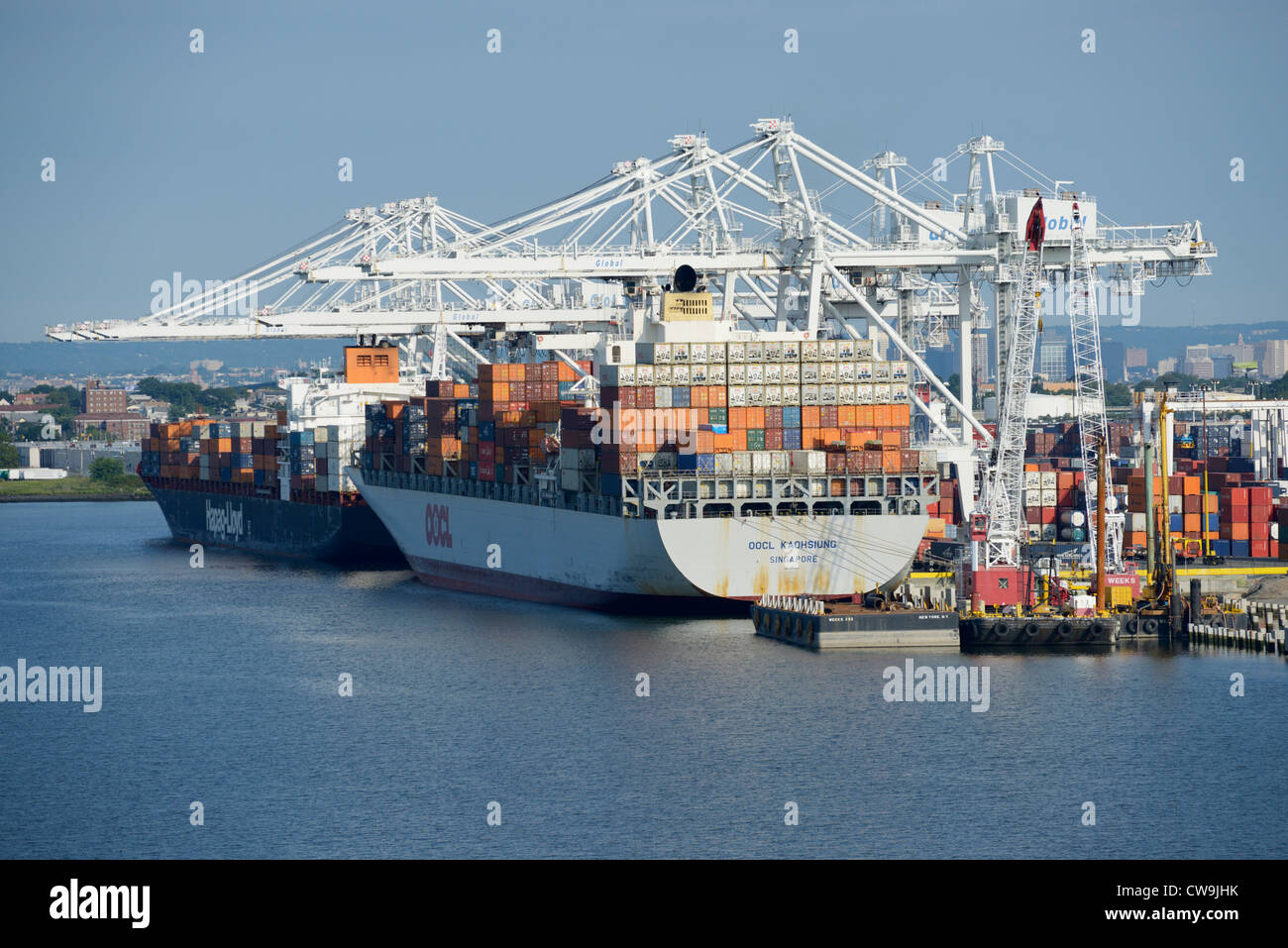Le navi portacontainer, Bayonne, New Jersey Foto Stock