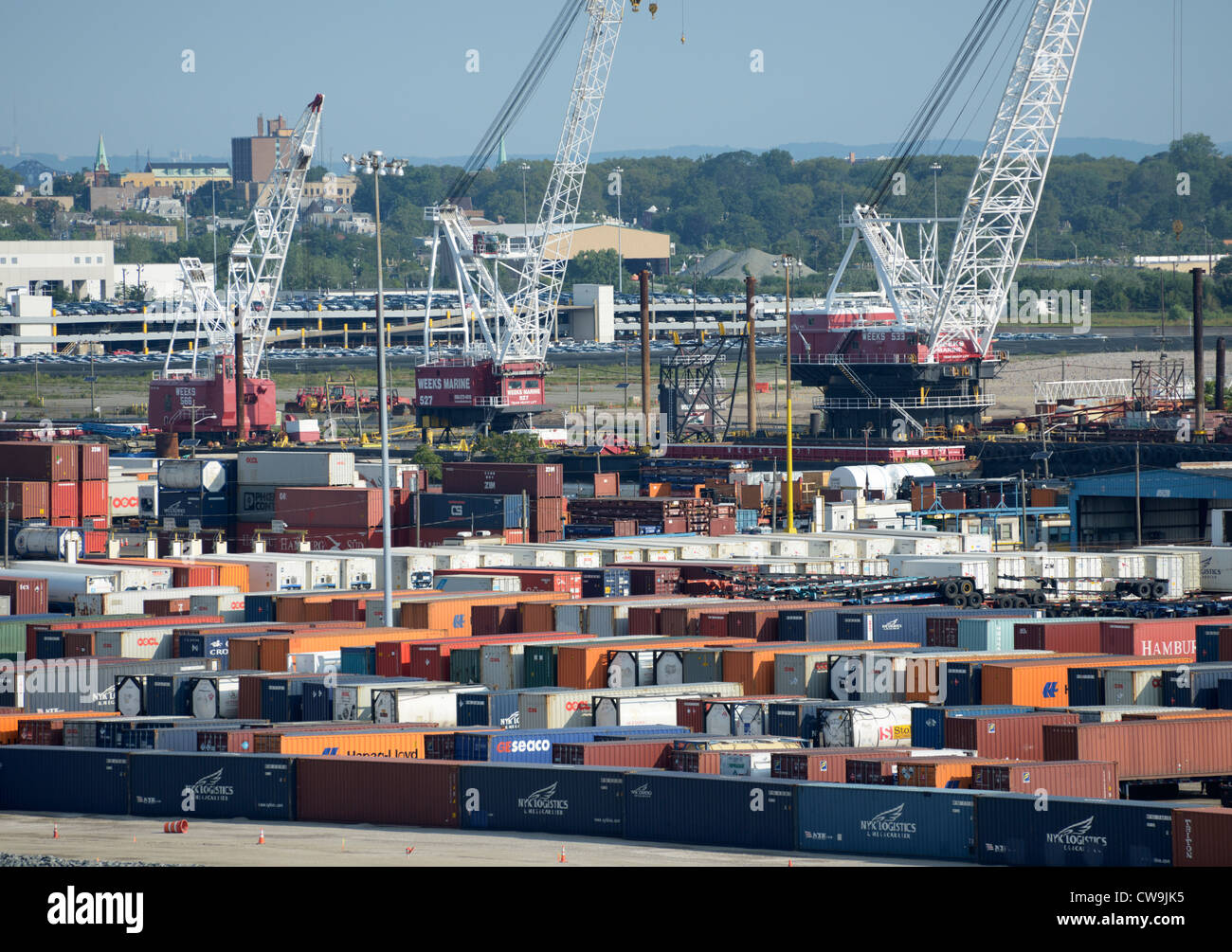 Contenitore di spedizione porta, Bayonne, New Jersey Foto Stock