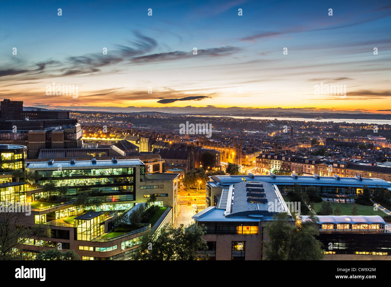 Vedute del tramonto su Edinburgo Foto Stock