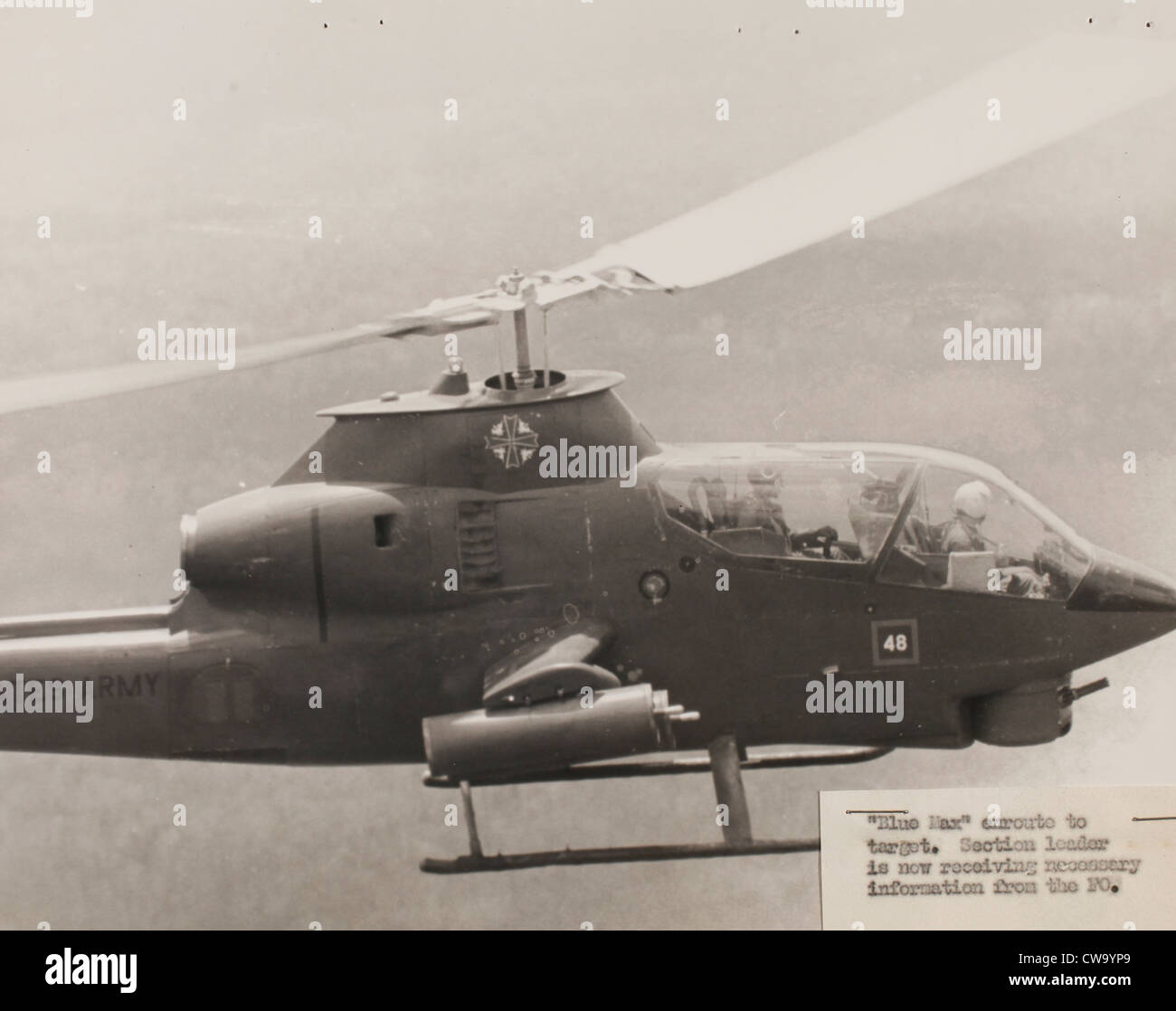 2/20th antenna artiglieria razzo Blue max, 1° Divisione di cavalleria Huey Cobra pesanti da combattimento guerra del Vietnam 1969 Quan Loi Foto Stock