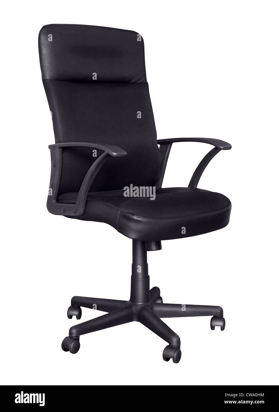 Nero ufficio ergonomica sedia isolato isolato su bianco Foto Stock