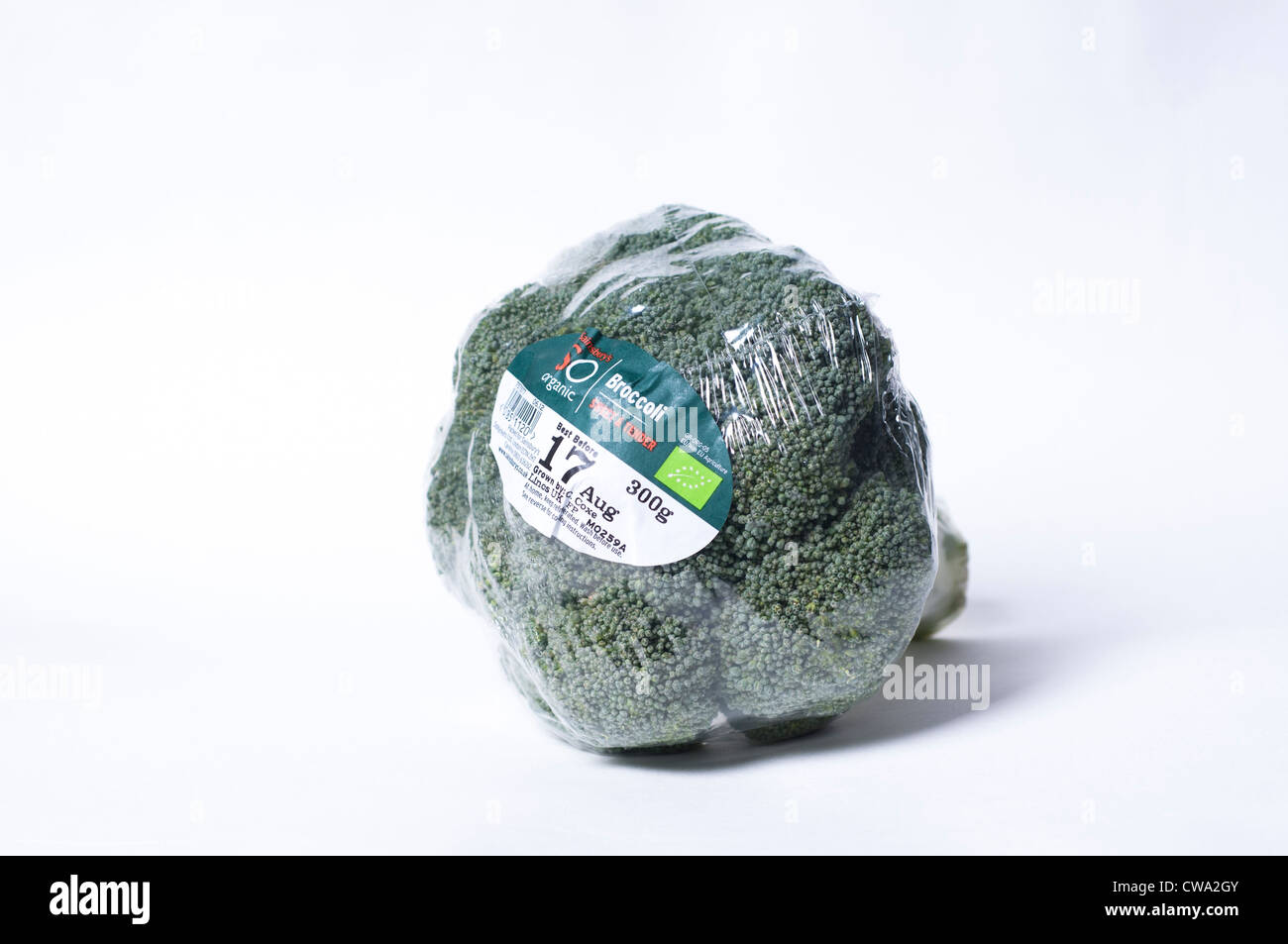 Broccoli organico imballaggi in plastica Foto Stock