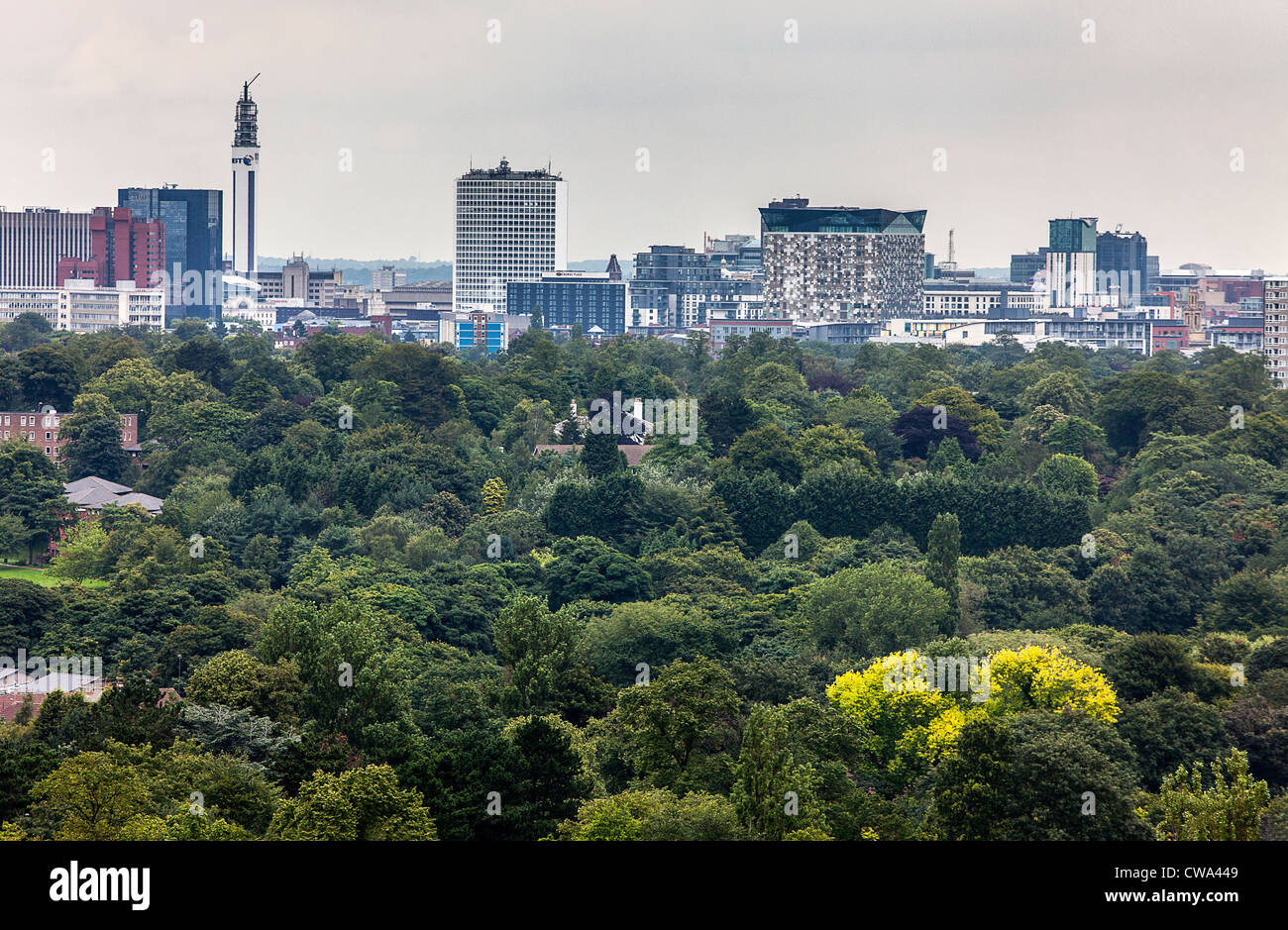 Una vista del centro della città di Birmingham skyline, West Midlands, Regno Unito. Foto Stock