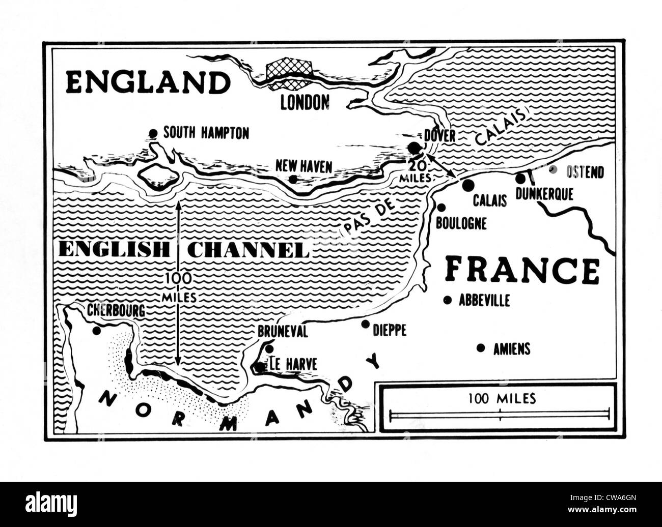 Il D-Day, mappa dettagliata alleati invasione, 1944. La cortesia: CSU Archivi / Everett Collection Foto Stock