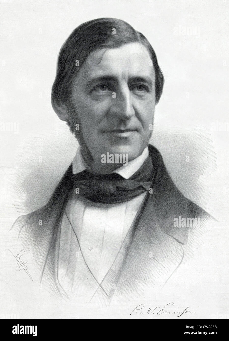 Ralph Waldo Emerson (1803-82) da un disegno originale di Sam W. Rowse, ca. 1845. Foto Stock
