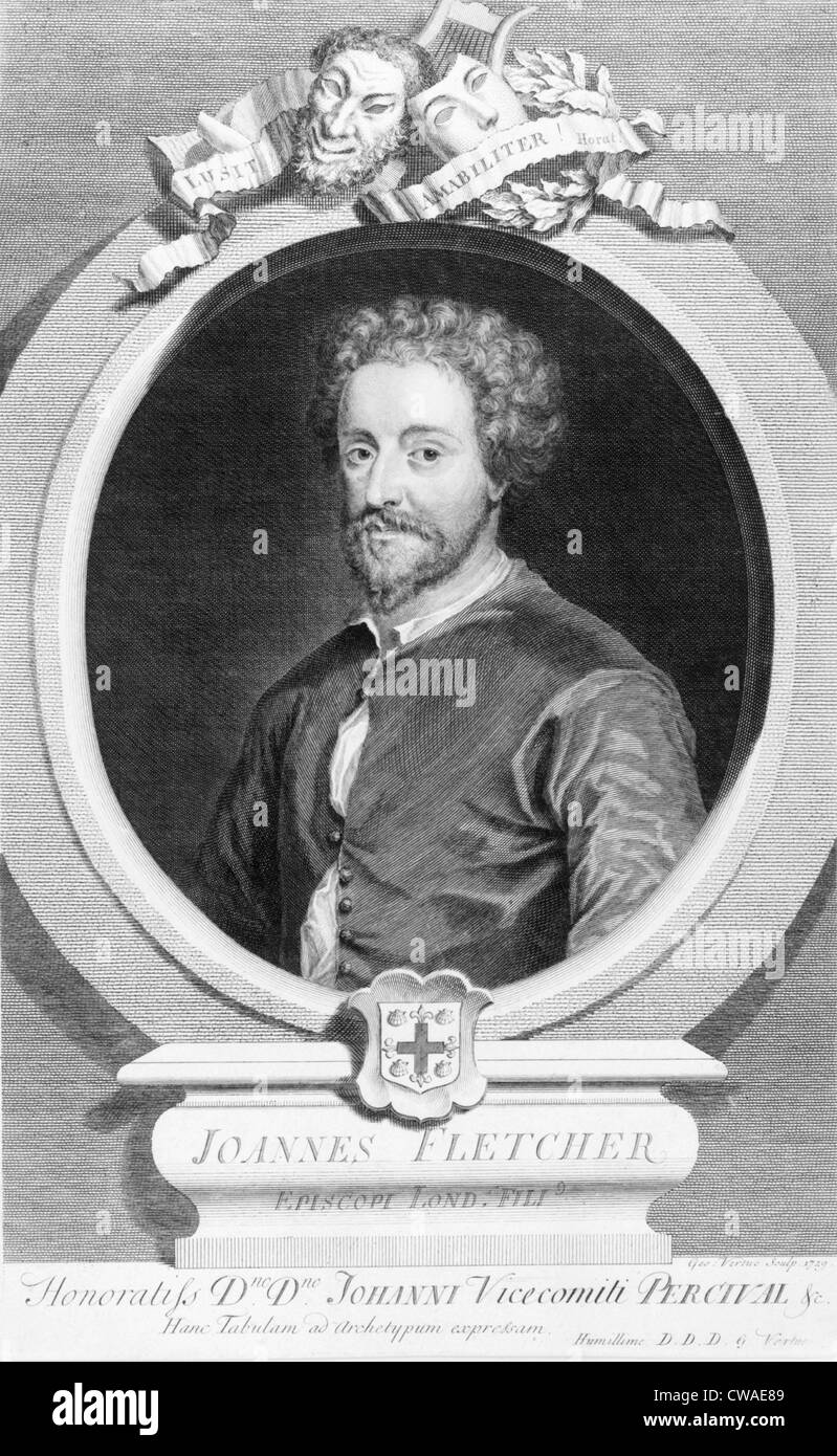 John Fletcher (1579-1625), drammaturgo inglese, di grande fama durante il suo ciclo di vita. Morì a Londra alla peste del 1625. Foto Stock