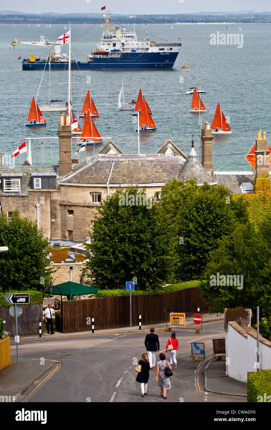 Galatea Trinity House service peschereccio Il Solent Cowes Week Isle of Wight England Regno Unito Foto Stock