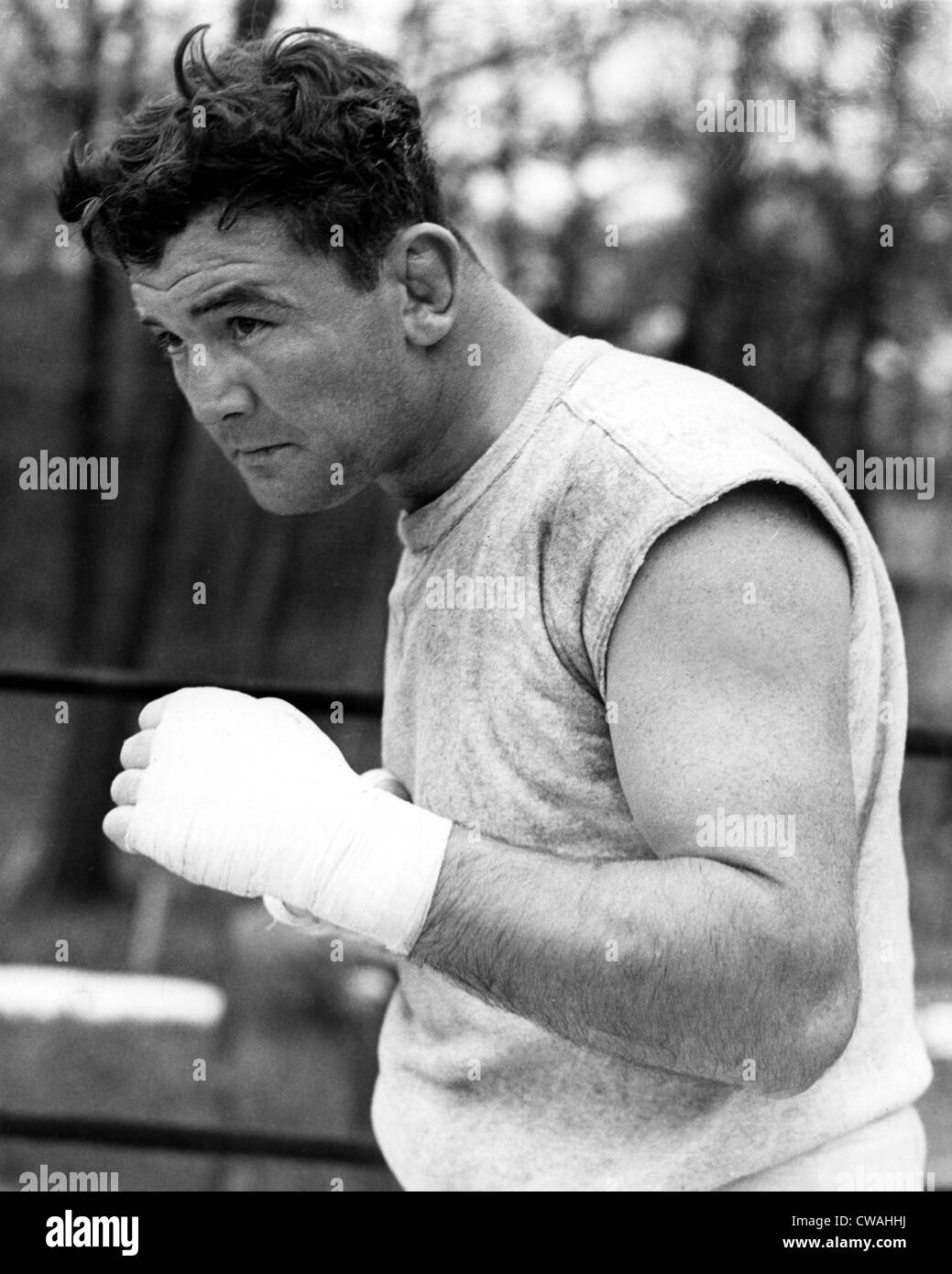 James Braddock in formazione per la prossima lotta contro Joe Louis, ( Braddock vs. Louis), Chicago, 1937.. La cortesia: CSU Foto stock - Alamy