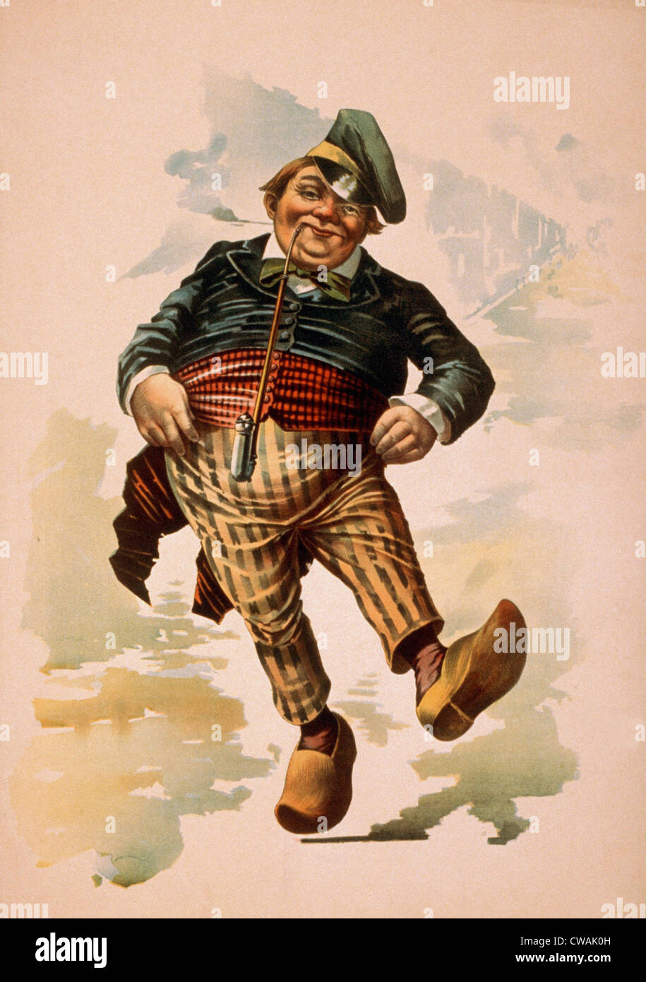 Dutchman dancing in scarpe di legno con il tubo. 1890 poster teatrali. Foto Stock