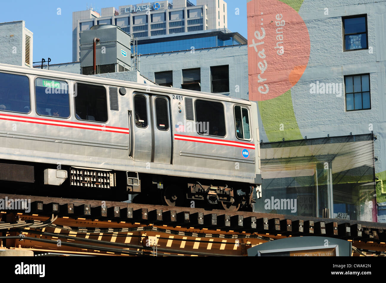Treno a transito rapido CTA Linea Verde Stati Uniti Illinois Chicago Foto Stock