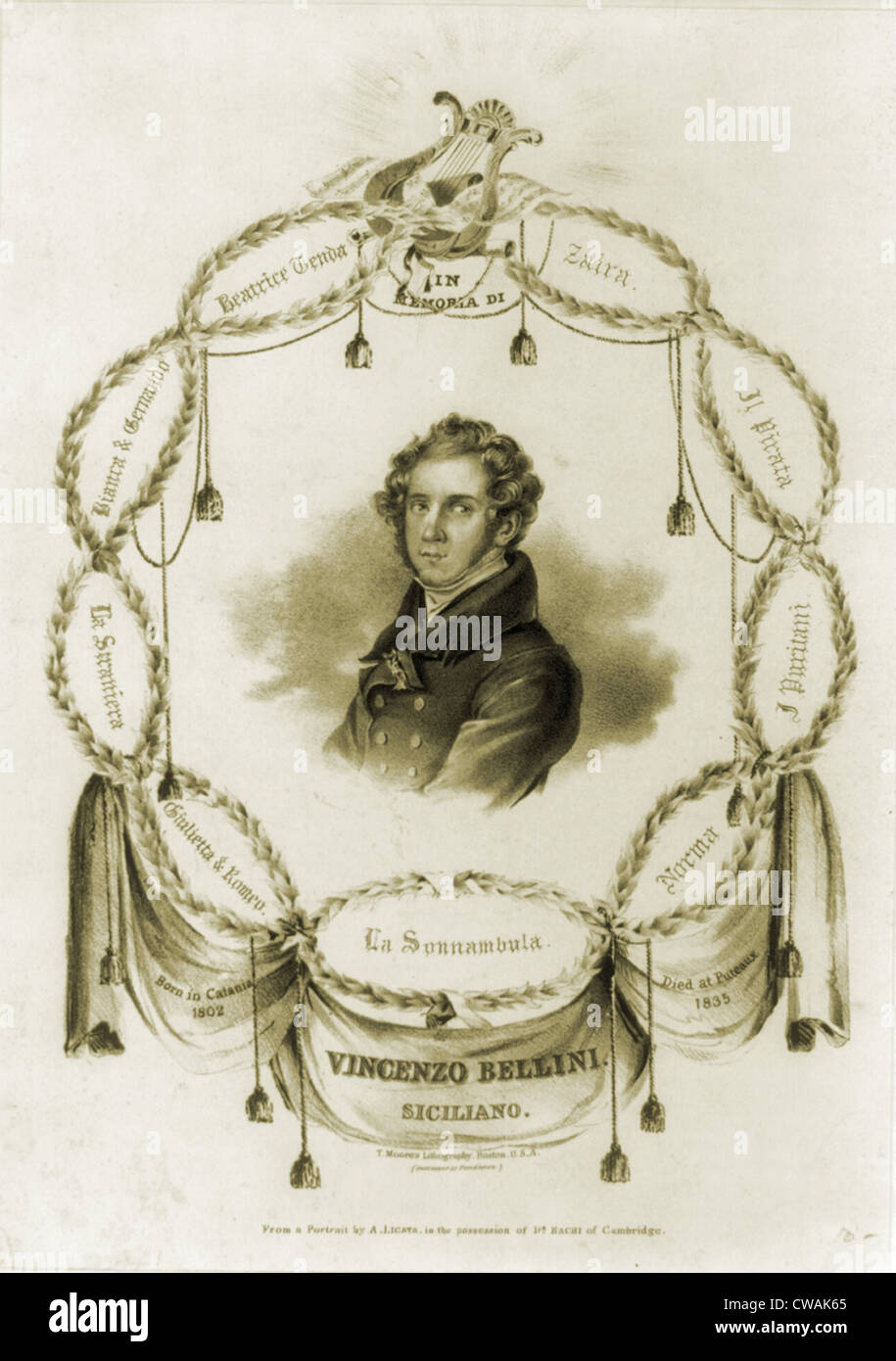 Vincenzo Bellini (1801-1835), compositore italiano più noto per l'opera Norma (1831). Foto Stock