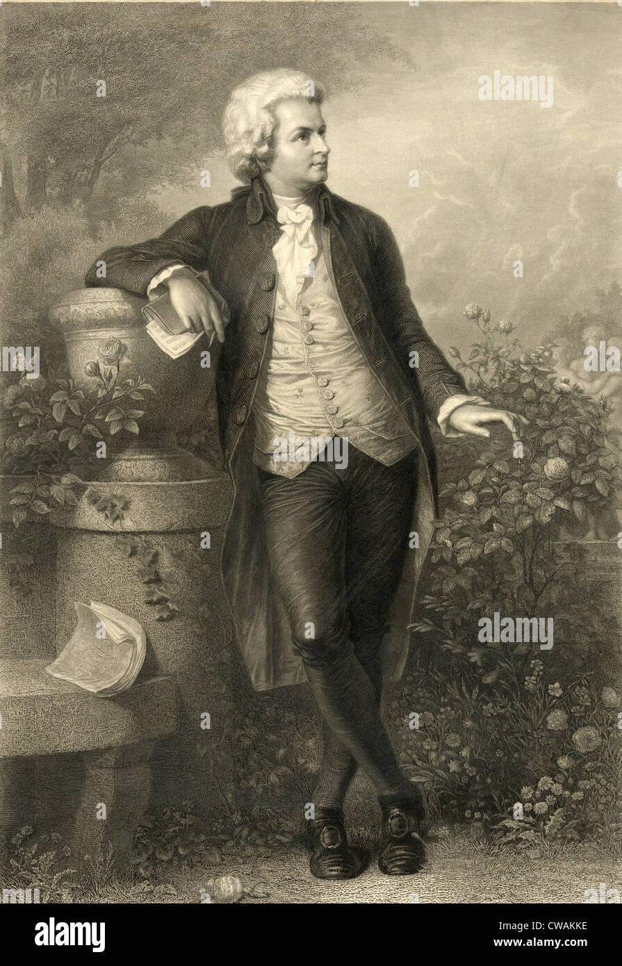 Wolfgang Mozart (1756-1791), compositore austriaco e virtuoso performer come un bambino ripassando la sua XII mass. Foto Stock