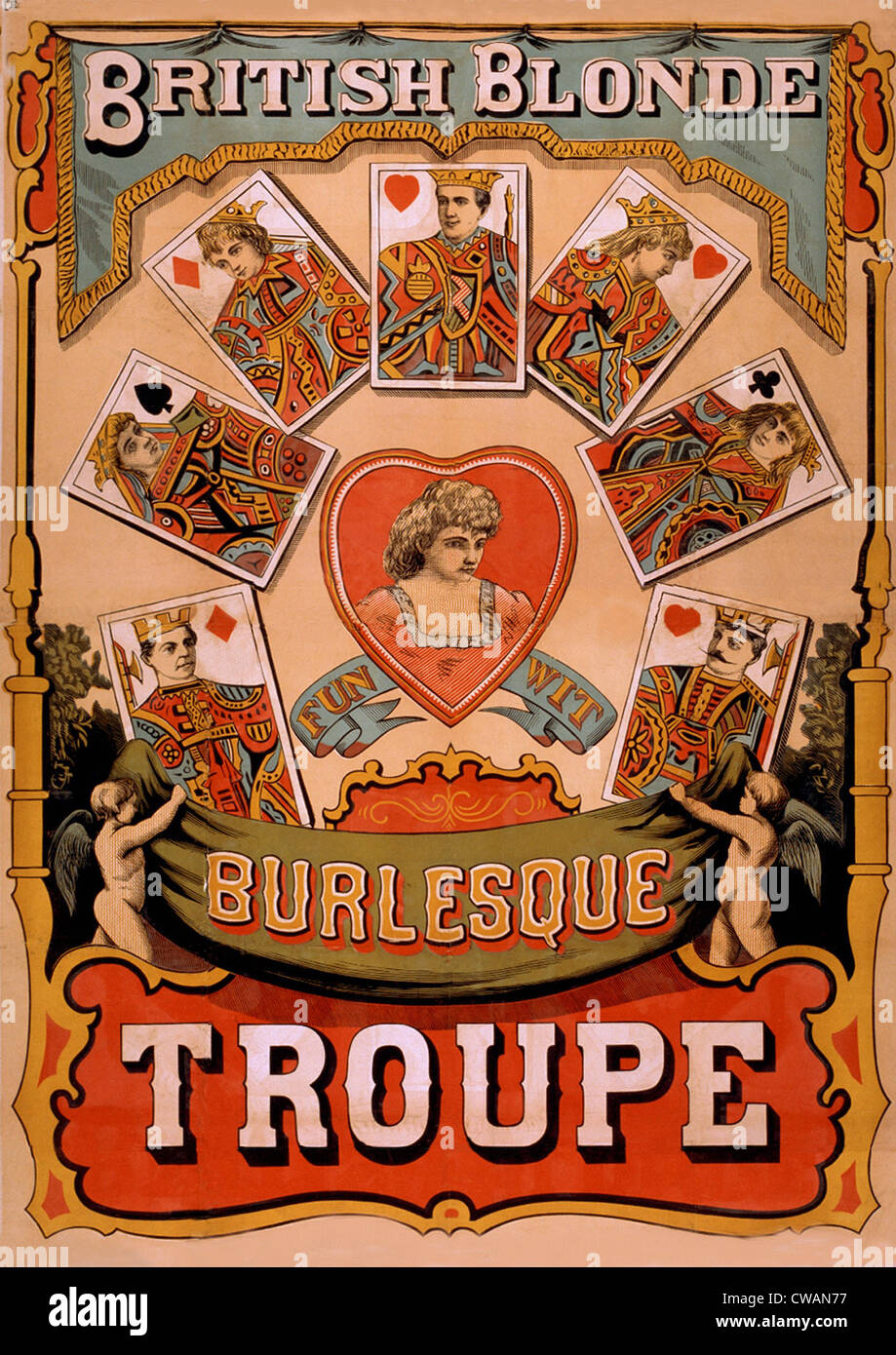 British bionde Troupe Burlesque introdotte negli Stati Uniti durante la loro 1868 tour americano. Questa 1870 poster pubblicizzata la wit Foto Stock