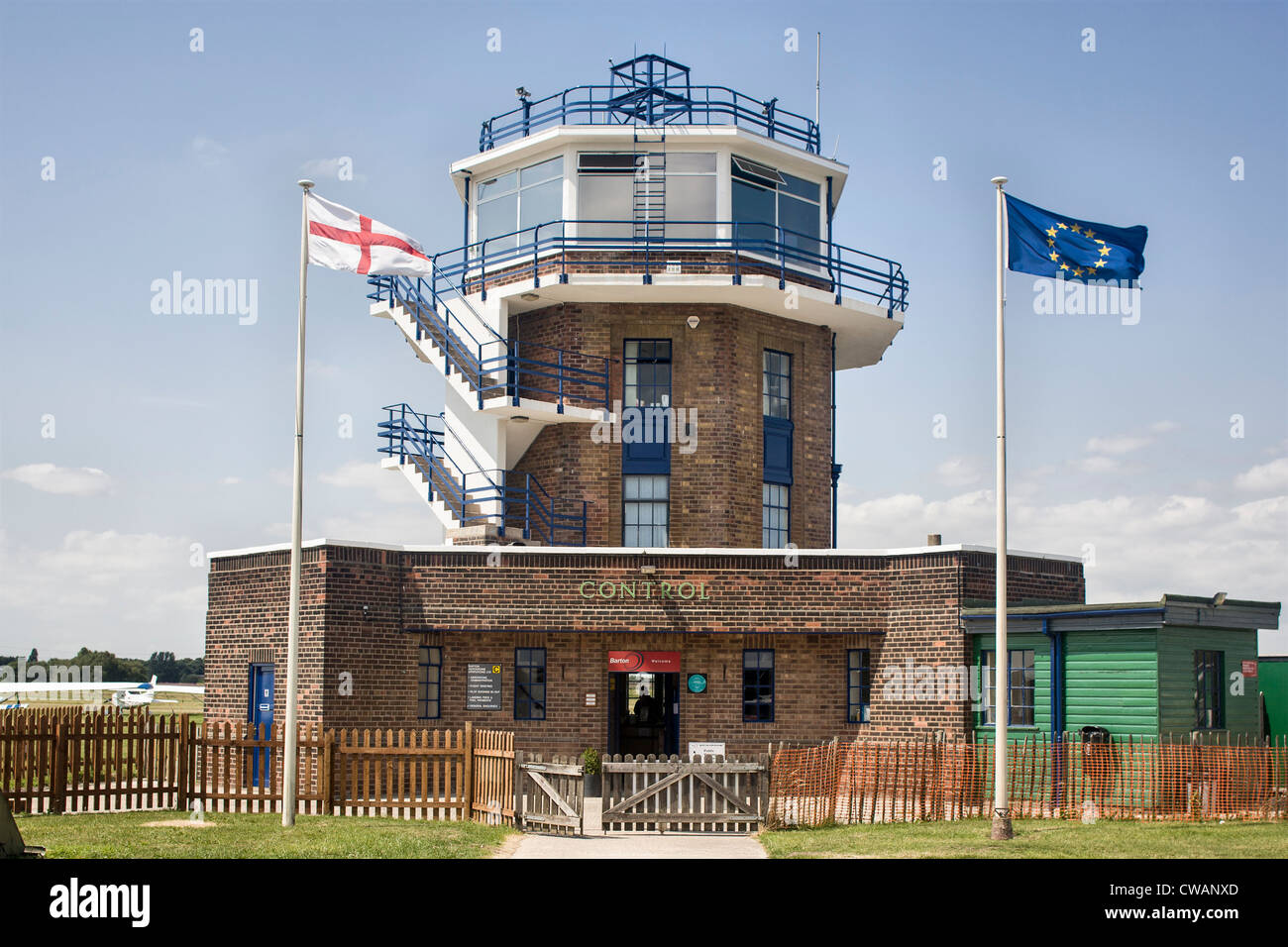 Torre di controllo, Barton airfield Foto Stock