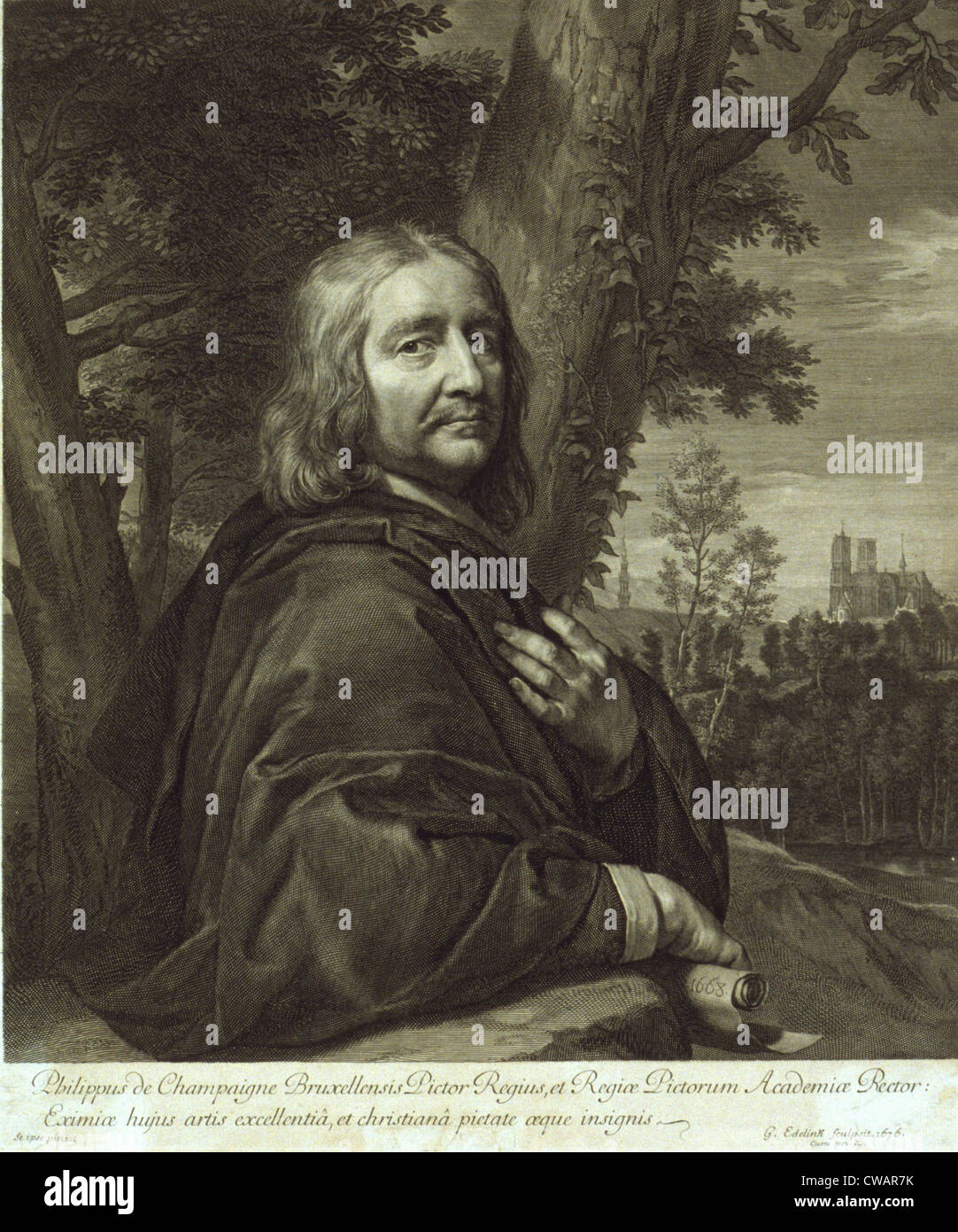 Philippe de Champaigne (1602-1674), francese del XVII secolo pittore barocco, sulla base del suo autoritratto di 1668. Incisi da Foto Stock Philippe de Champaigne (1602-1674), francese del XVII secolo pittore barocco, sulla base del suo autoritratto di 1668. Incisi da Foto Stock
