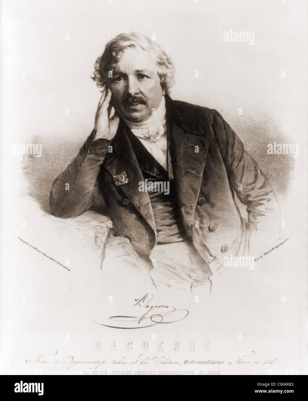 Louis Daguerre (1787-1851) inventore francese del Daguerreotype, il primo processo fotografico nel 1839. Ca. 1840. Foto Stock