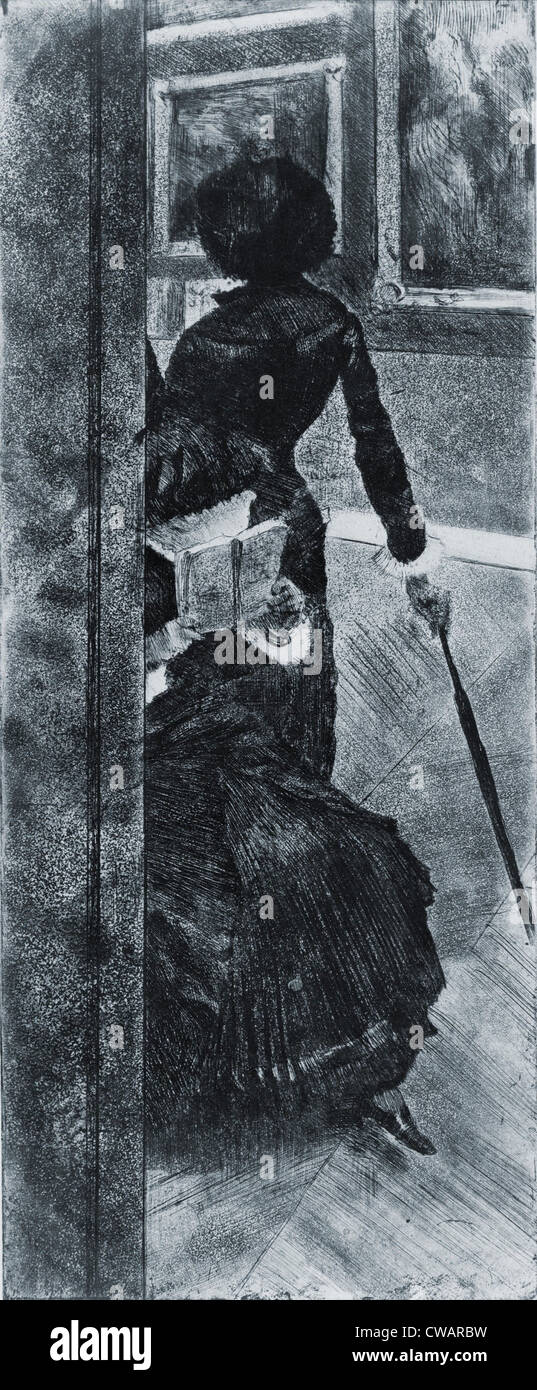 Pittore impressionista, Mary Cassatt è la figura in piedi quadri di visualizzazione al Louvre. 1876 L'attacco di Edgar Degas Foto Stock