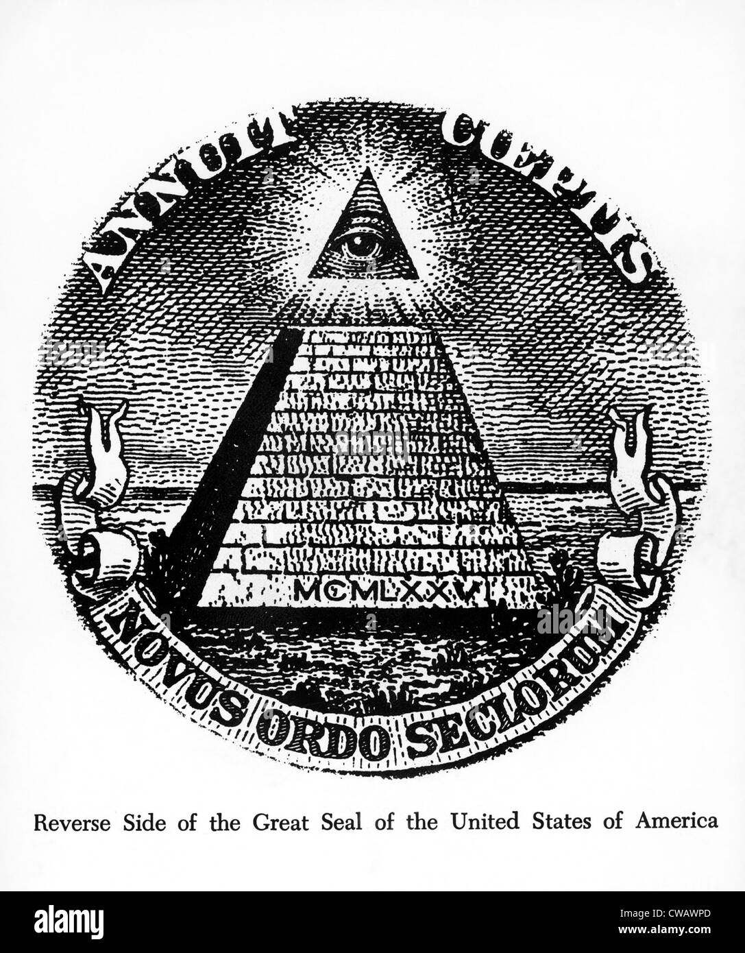 Lato inverso del grande sigillo degli Stati Uniti d'America. La cortesia: CSU Archivi / Everett Collection Foto Stock