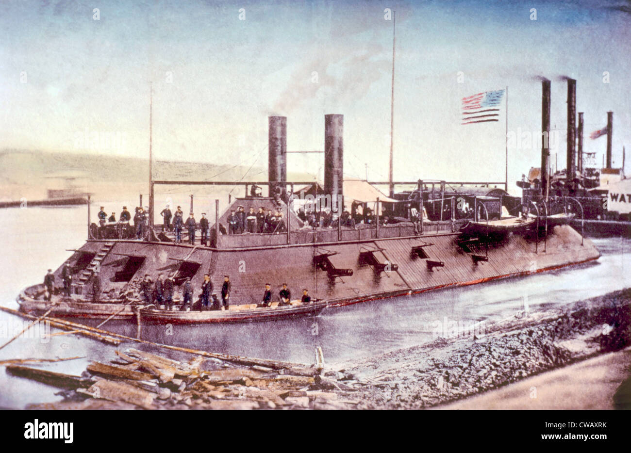 Il Museo della Portaerei U.S.S. Il Cairo, parte delle cannoniere flottiglia sotto il comando di Commodore A.H. Foote, fotografia di Brady & Co., 1862 Foto Stock