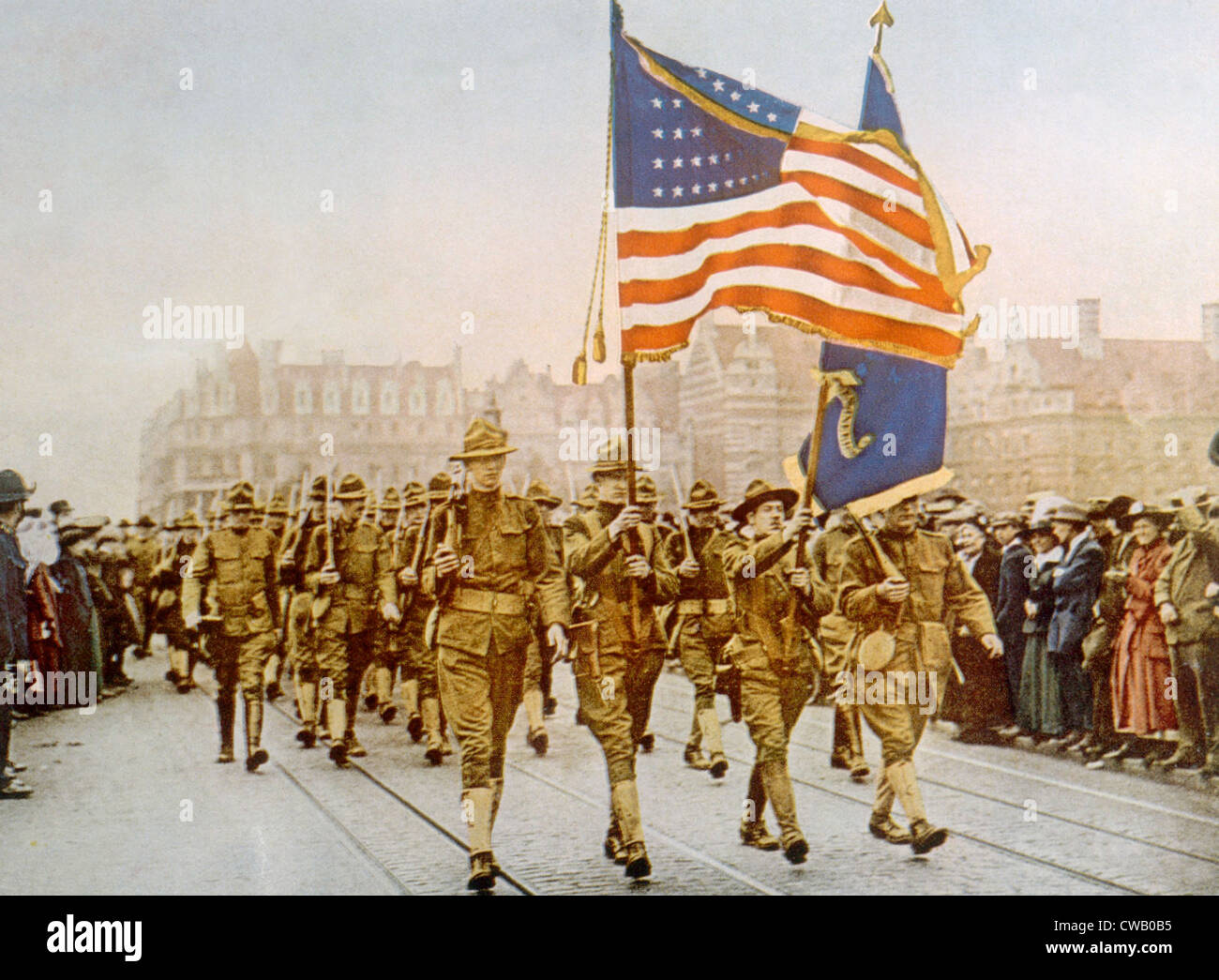 La prima guerra mondiale, le truppe americane marciando a Londra, 1917 Foto Stock