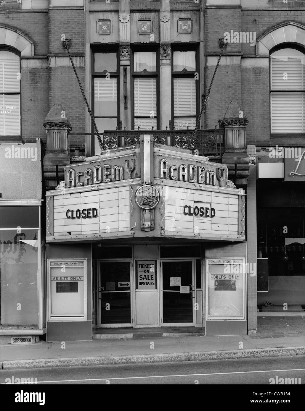 I teatri di film, Accademia Edificio, dettaglio del teatro, costruito in 1876, 68-114 South Main Street, Fall River, Massachusetts, Foto Stock