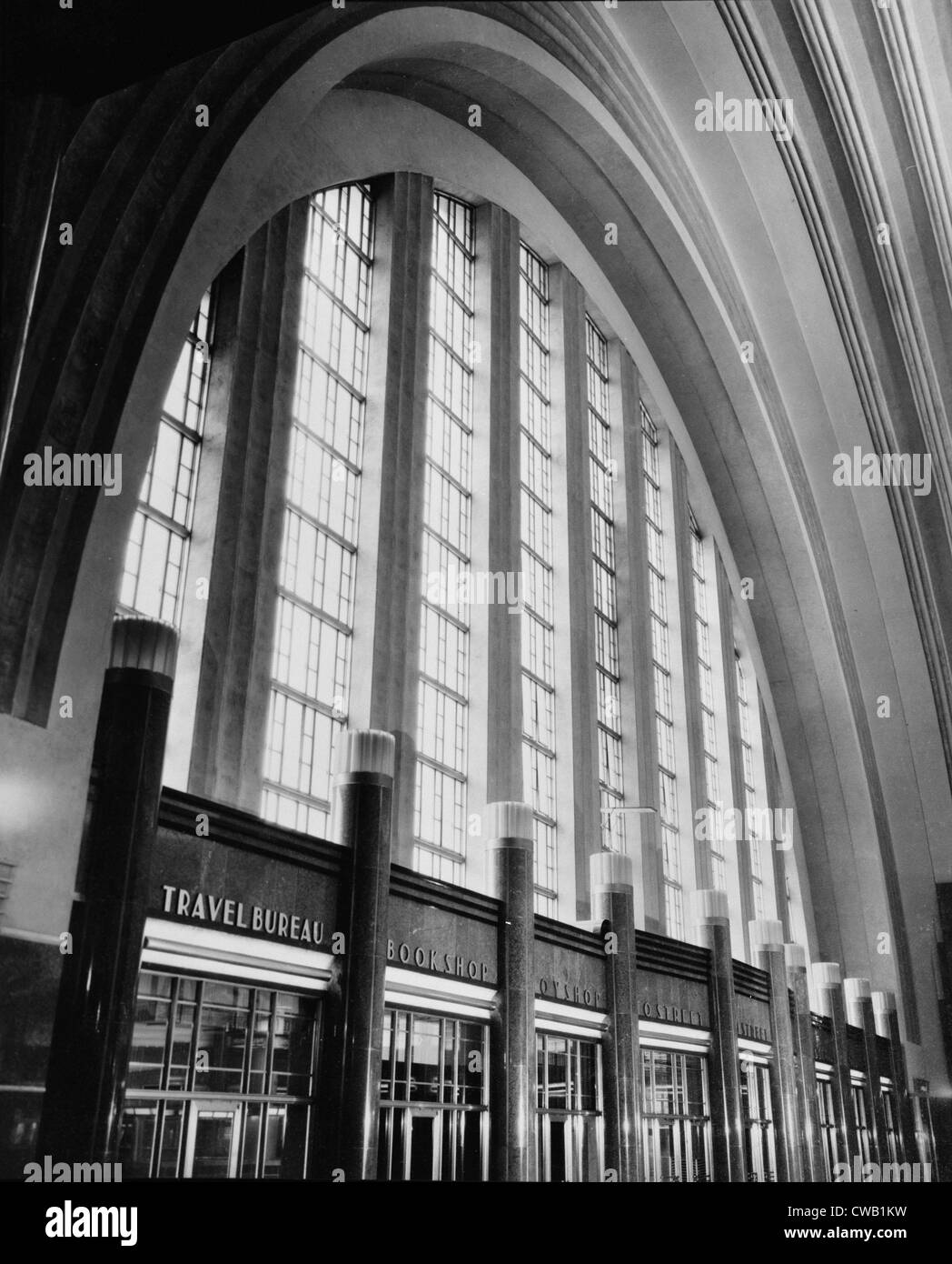 Cincinnati Union Terminal, Parete ovest del concourse, costruita nel 1933, parzialmente demolita nel 1974, Cincinnati, Ohio, Foto Stock