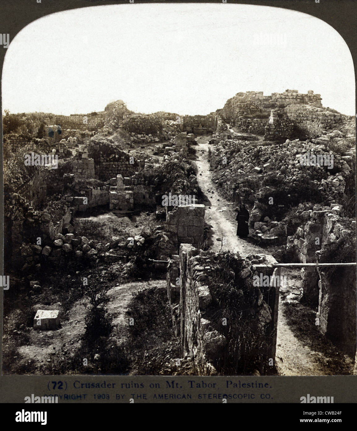 Rovine del crociato sul monte Tabor, Terra Santa, Palestina, circa 1903. Foto Stock