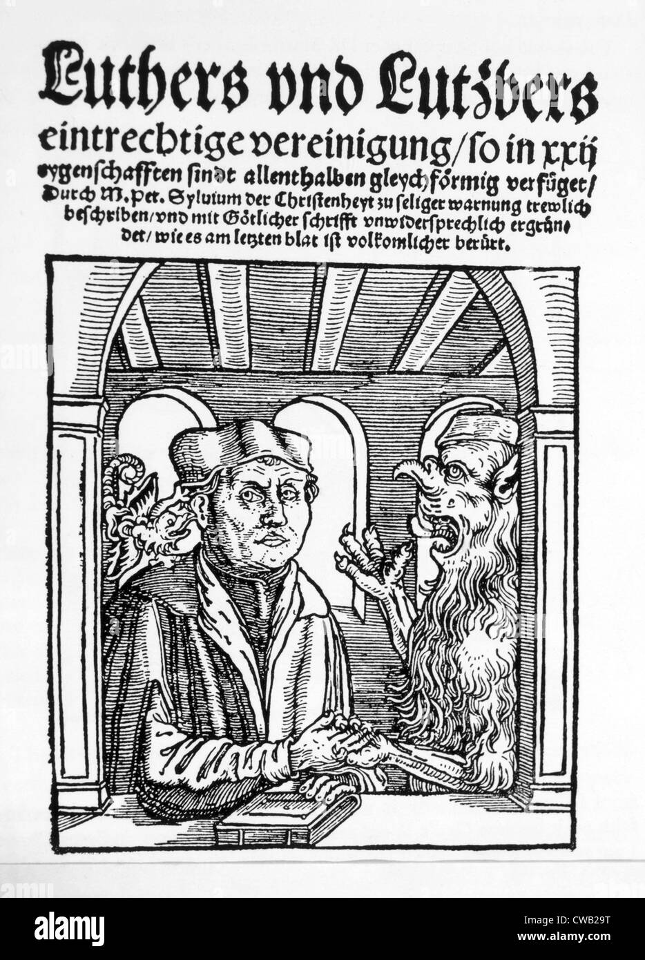 Martin Lutero e Lucifero, xilografia ca. 1520 Foto Stock